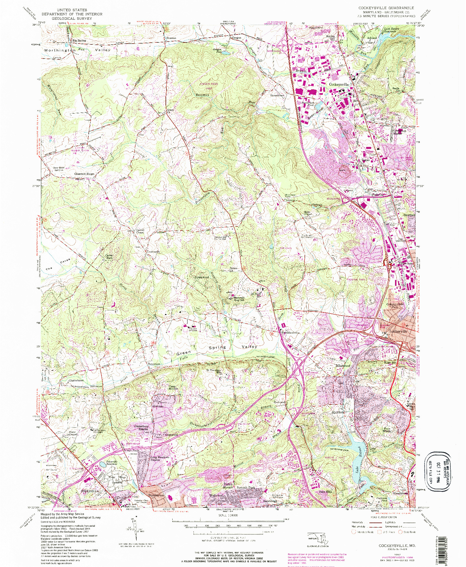 USGS 1:24000-SCALE QUADRANGLE FOR COCKEYSVILLE, MD 1957