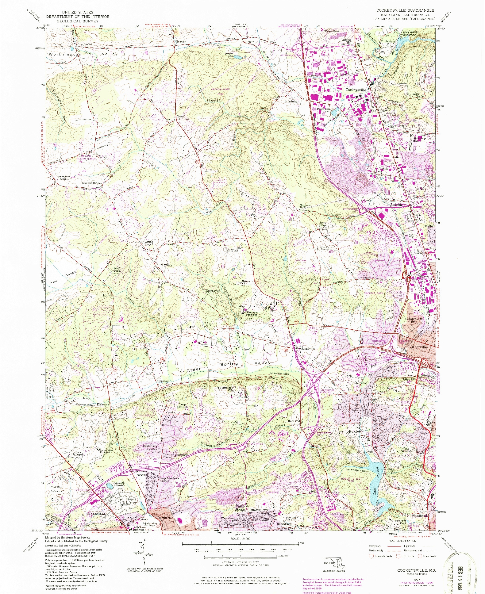 USGS 1:24000-SCALE QUADRANGLE FOR COCKEYSVILLE, MD 1957