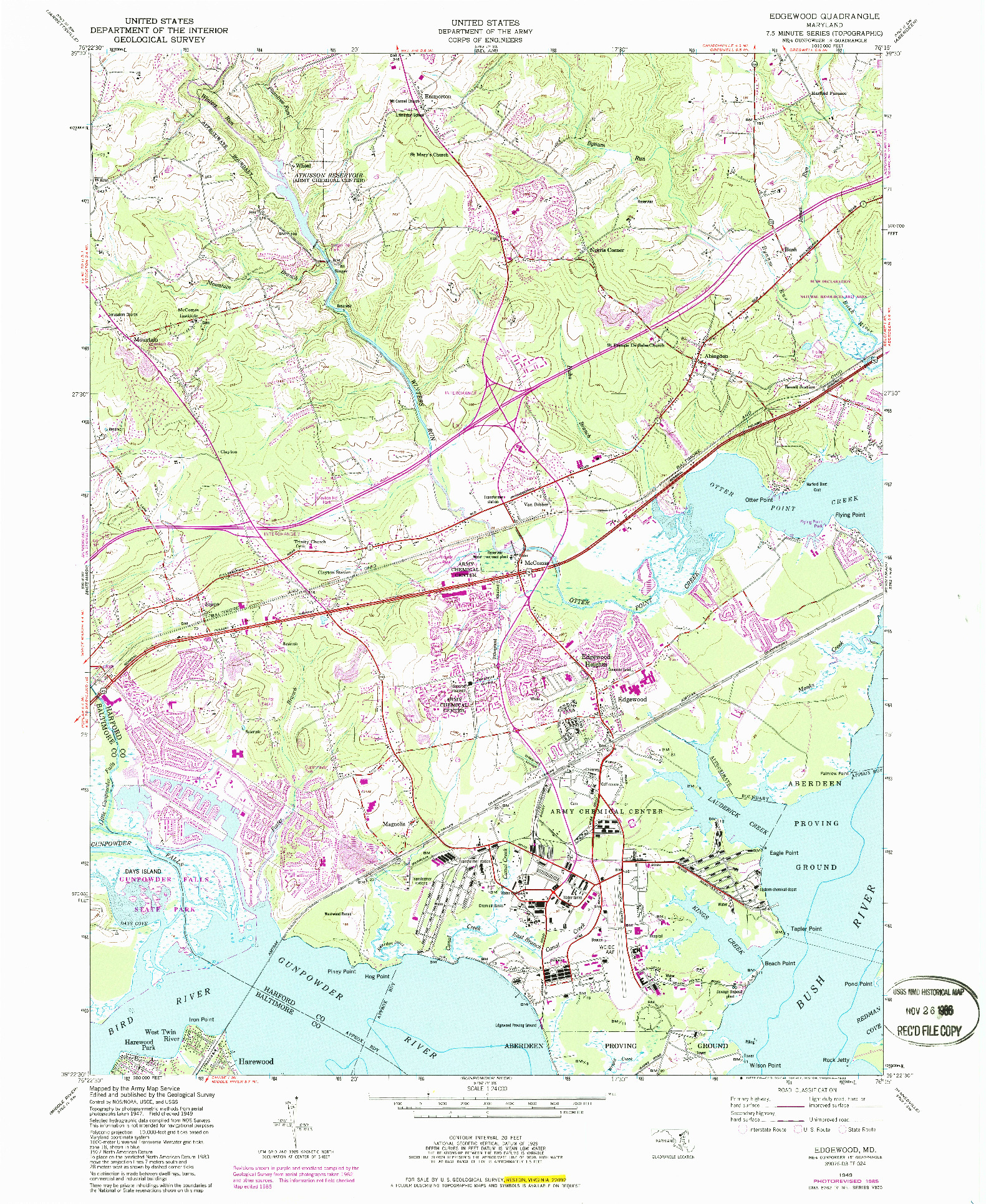 USGS 1:24000-SCALE QUADRANGLE FOR EDGEWOOD, MD 1949