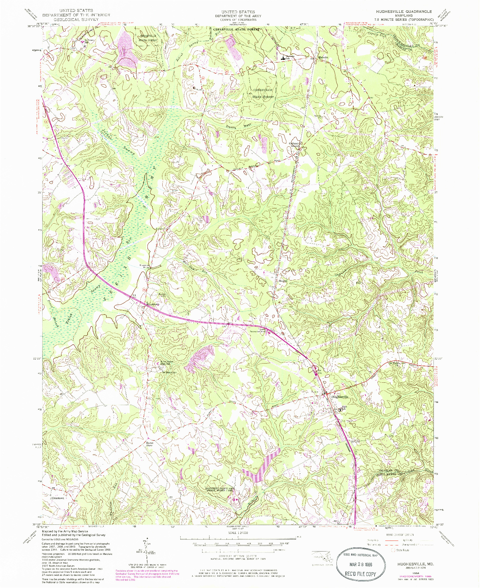 USGS 1:24000-SCALE QUADRANGLE FOR HUGHESVILLE, MD 1956