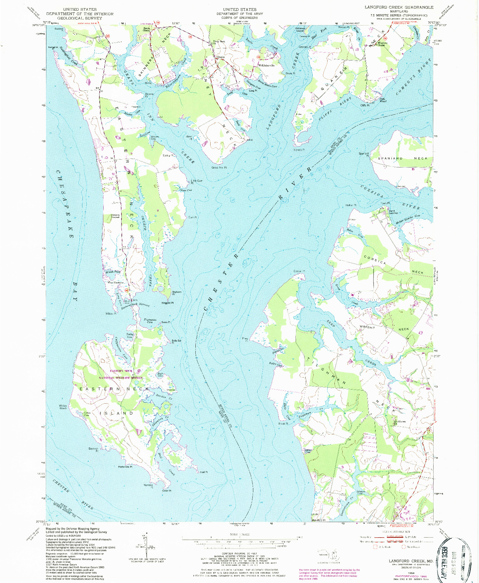 USGS 1:24000-SCALE QUADRANGLE FOR LANGFORD CREEK, MD 1954