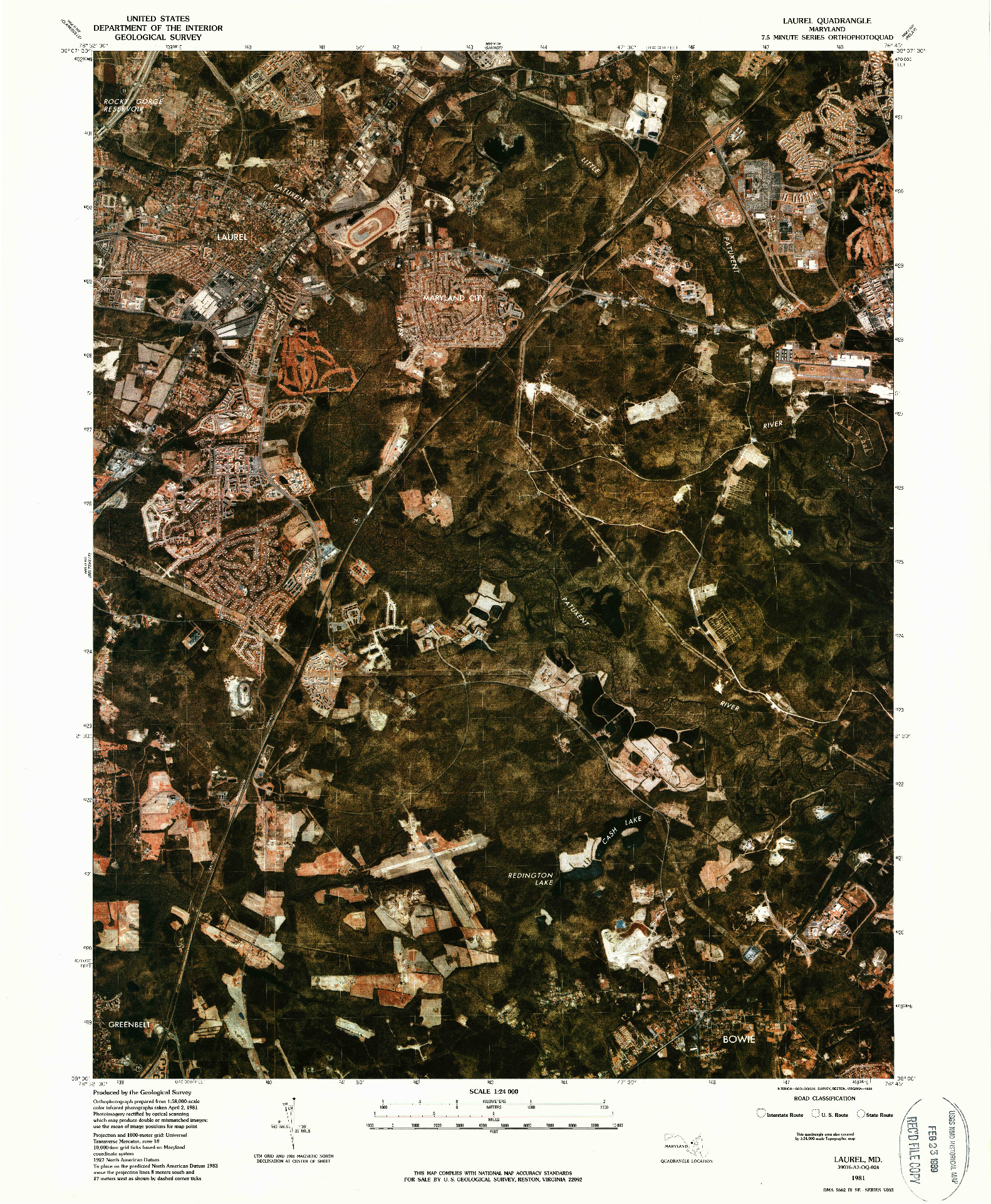 USGS 1:24000-SCALE QUADRANGLE FOR LAUREL, MD 1981