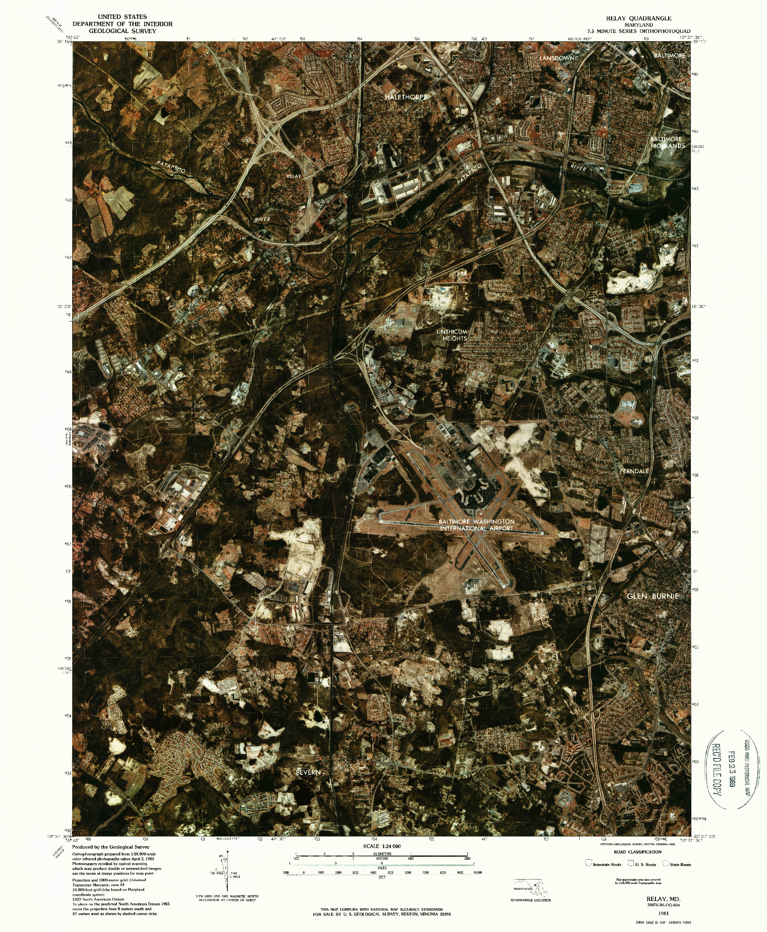 USGS 1:24000-SCALE QUADRANGLE FOR RELAY, MD 1981