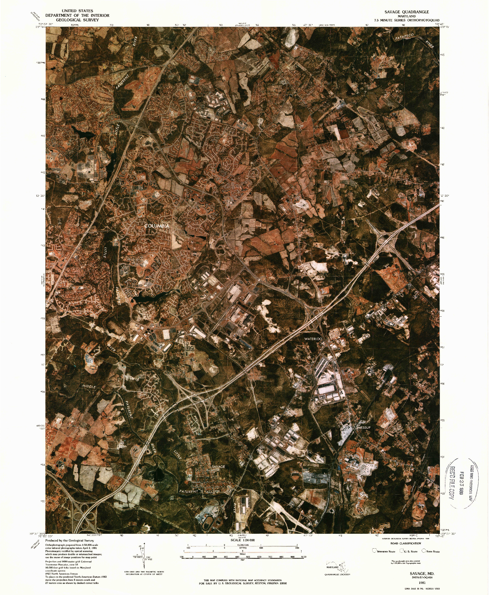 USGS 1:24000-SCALE QUADRANGLE FOR SAVAGE, MD 1981