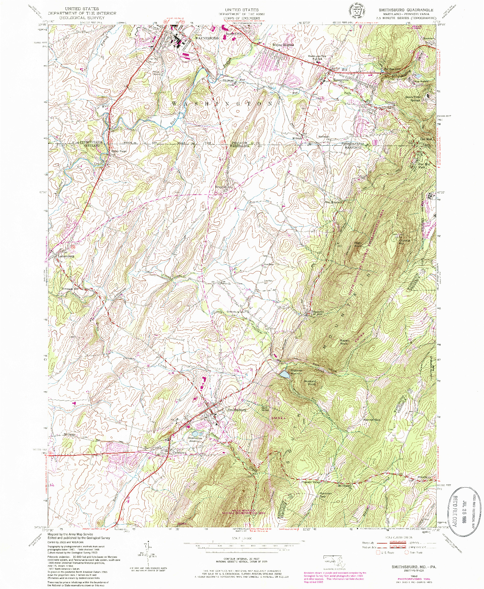 USGS 1:24000-SCALE QUADRANGLE FOR SMITHSBURG, MD 1953