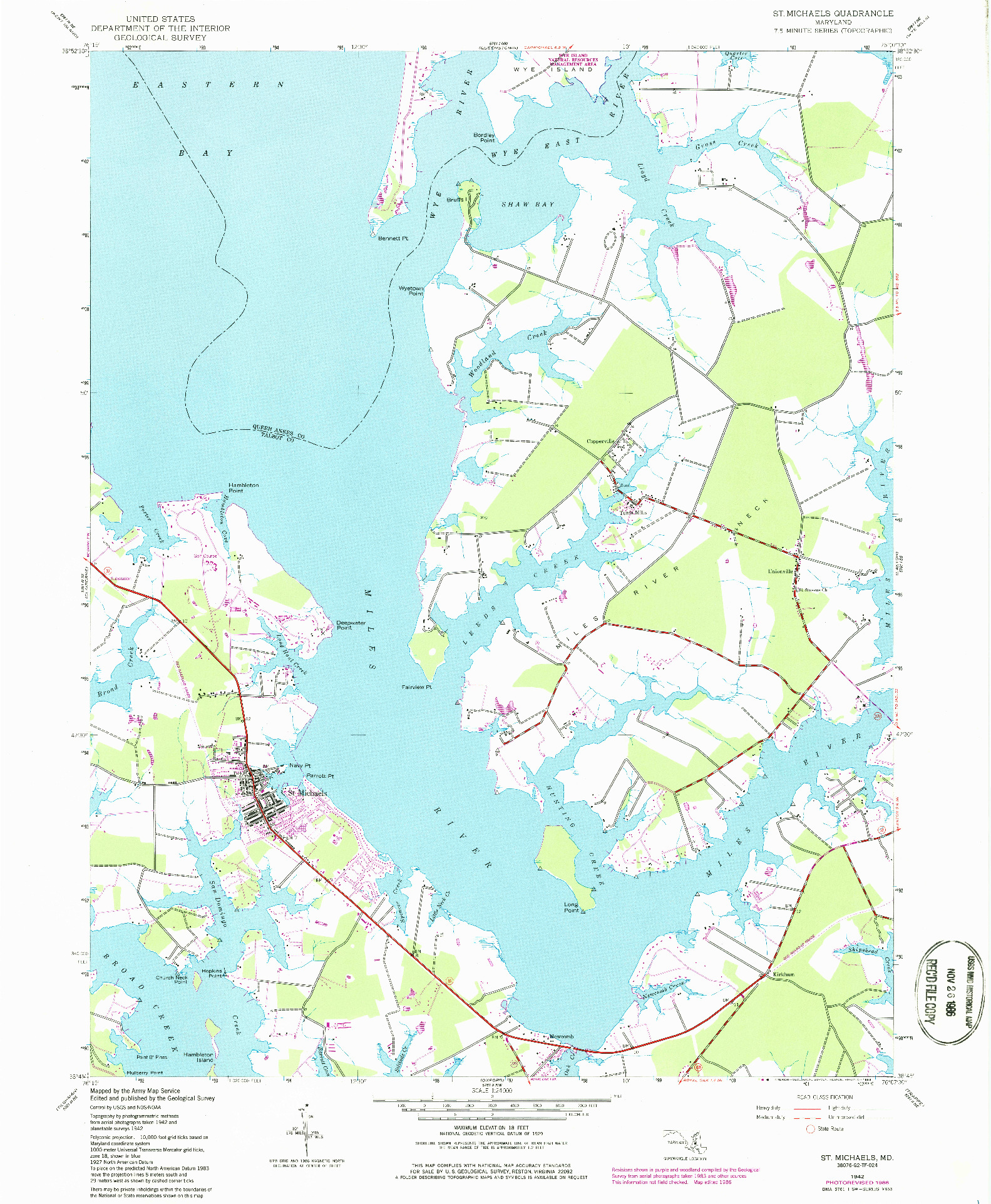 USGS 1:24000-SCALE QUADRANGLE FOR ST. MICHAELS, MD 1942