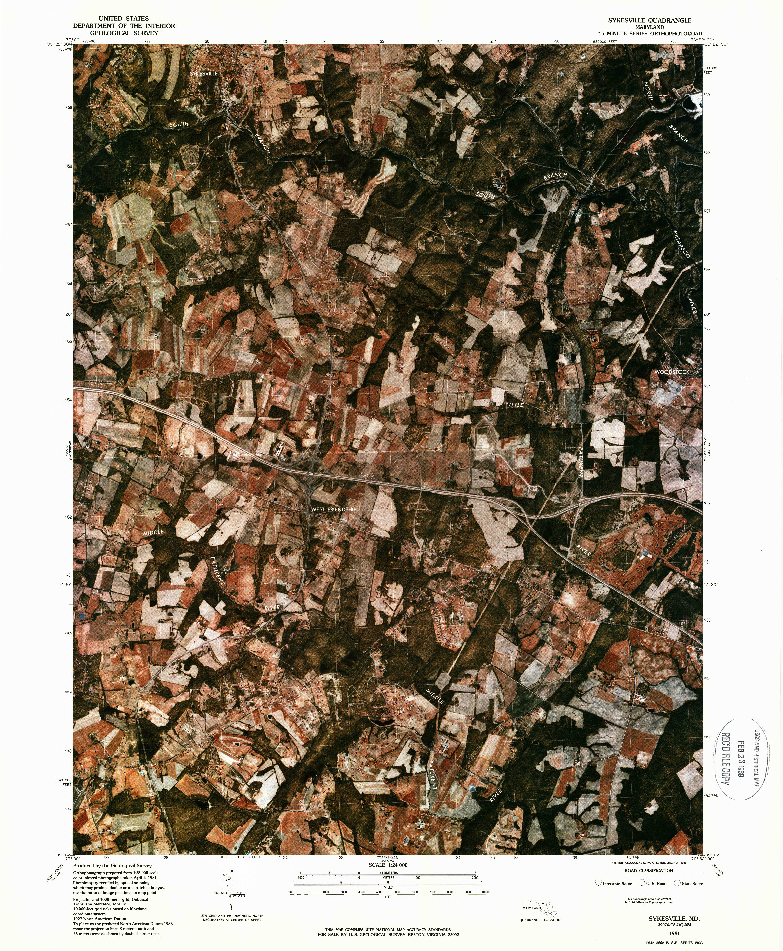 USGS 1:24000-SCALE QUADRANGLE FOR SYKESVILLE, MD 1981