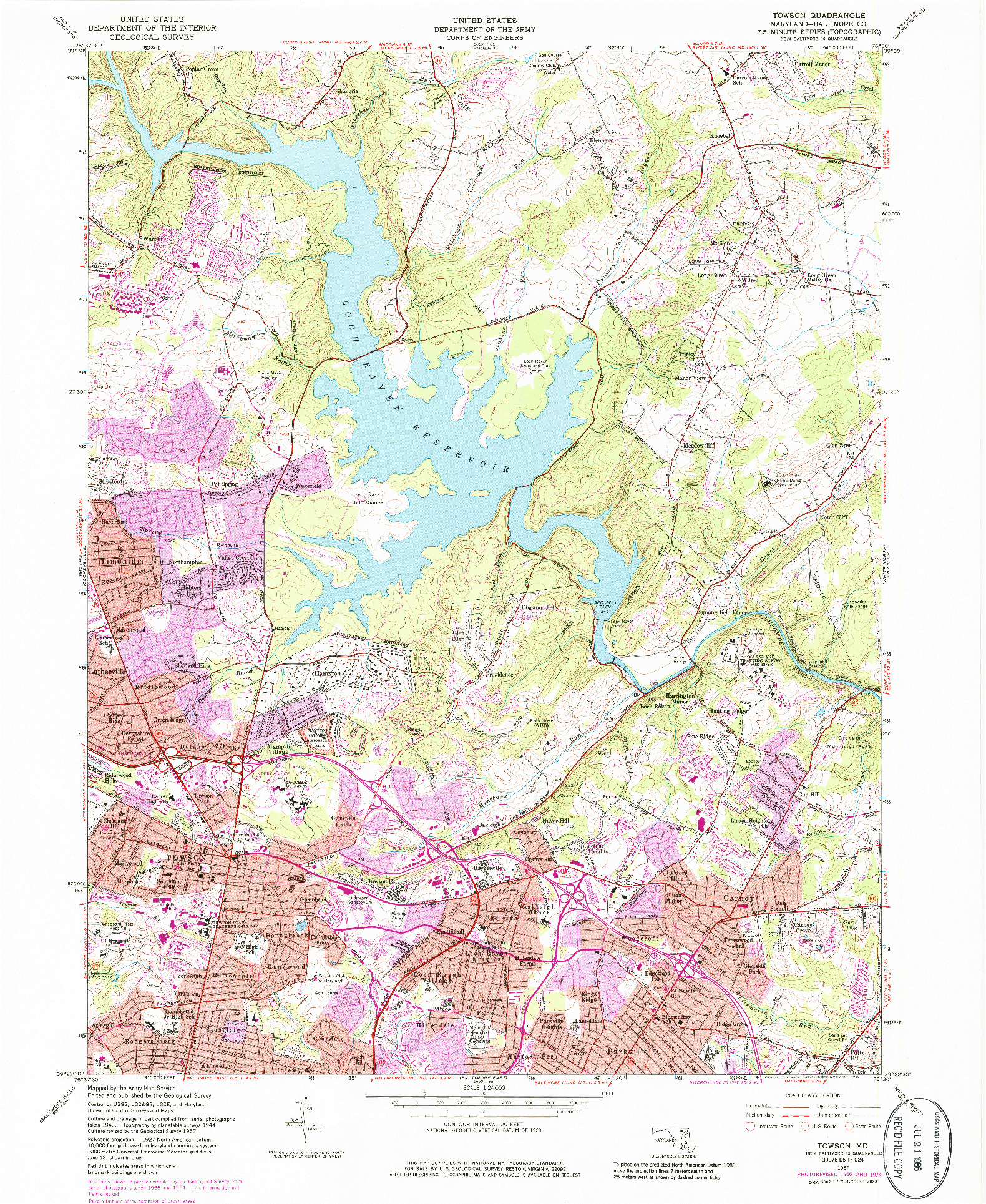 USGS 1:24000-SCALE QUADRANGLE FOR TOWSON, MD 1957