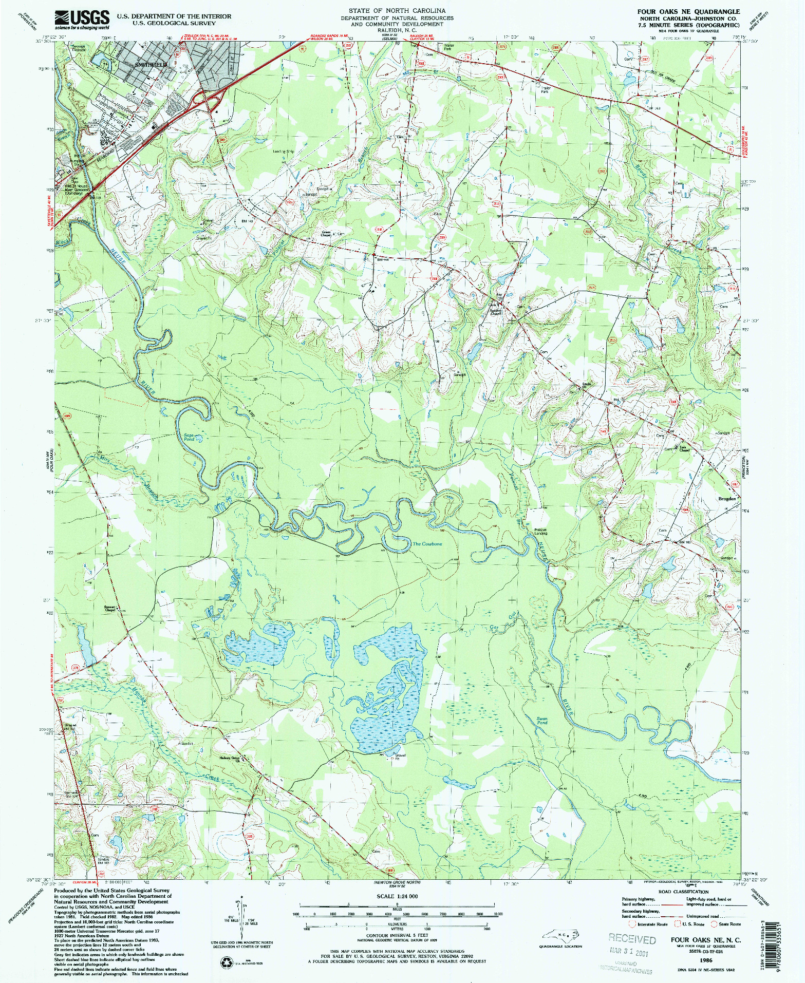 USGS 1:24000-SCALE QUADRANGLE FOR FOUR OAKS NE, NC 1986