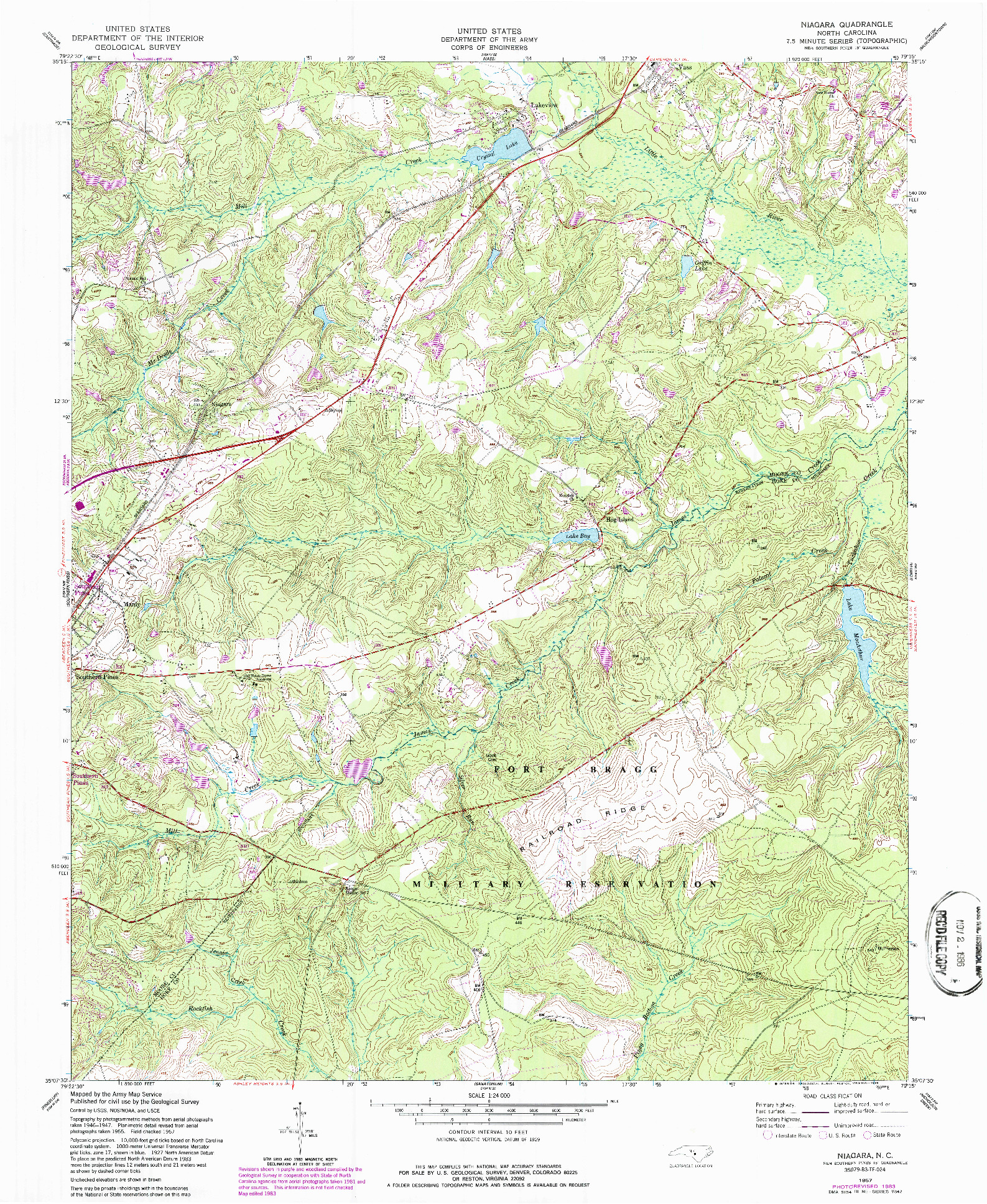 USGS 1:24000-SCALE QUADRANGLE FOR NIAGARA, NC 1957