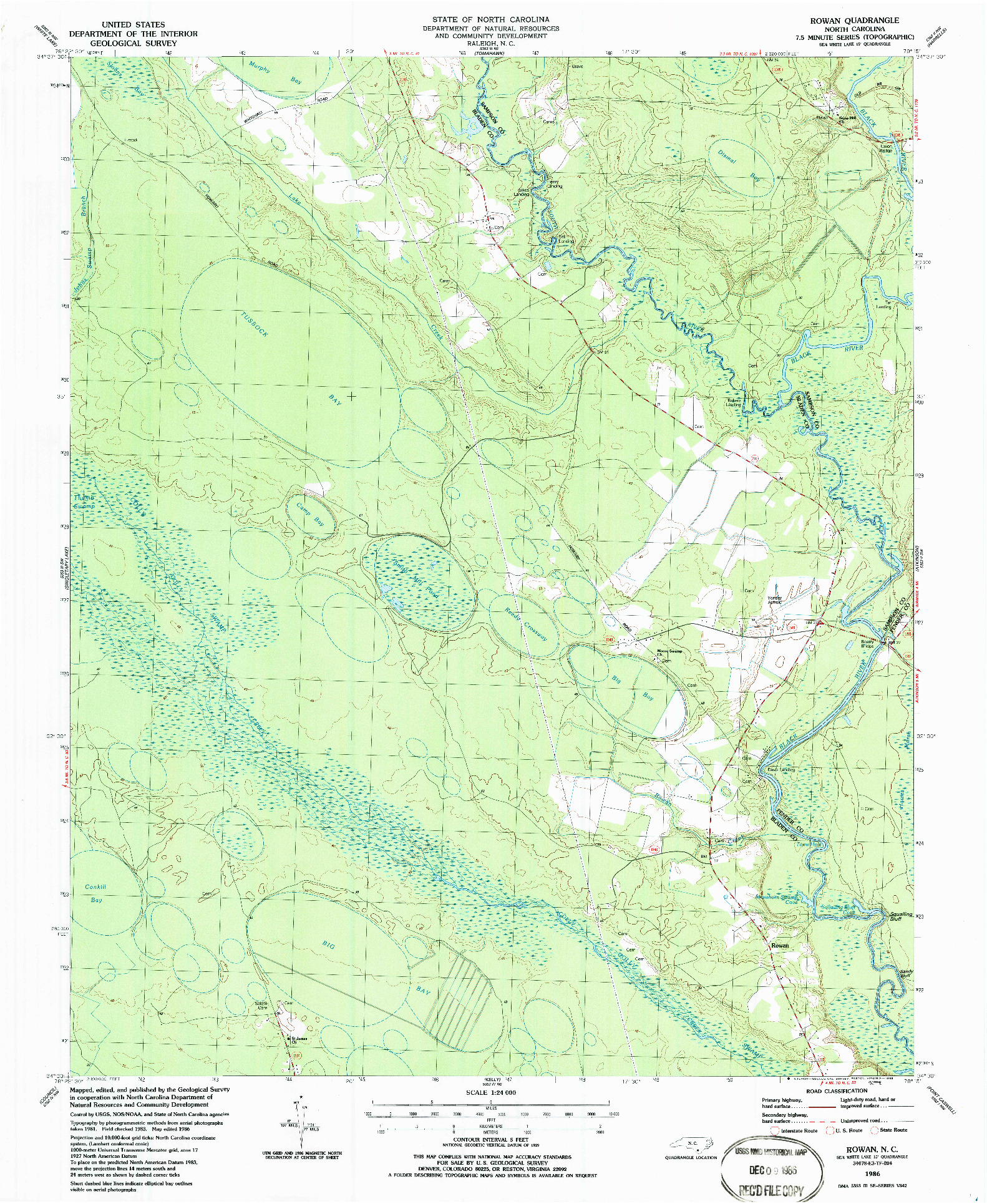 USGS 1:24000-SCALE QUADRANGLE FOR ROWAN, NC 1986