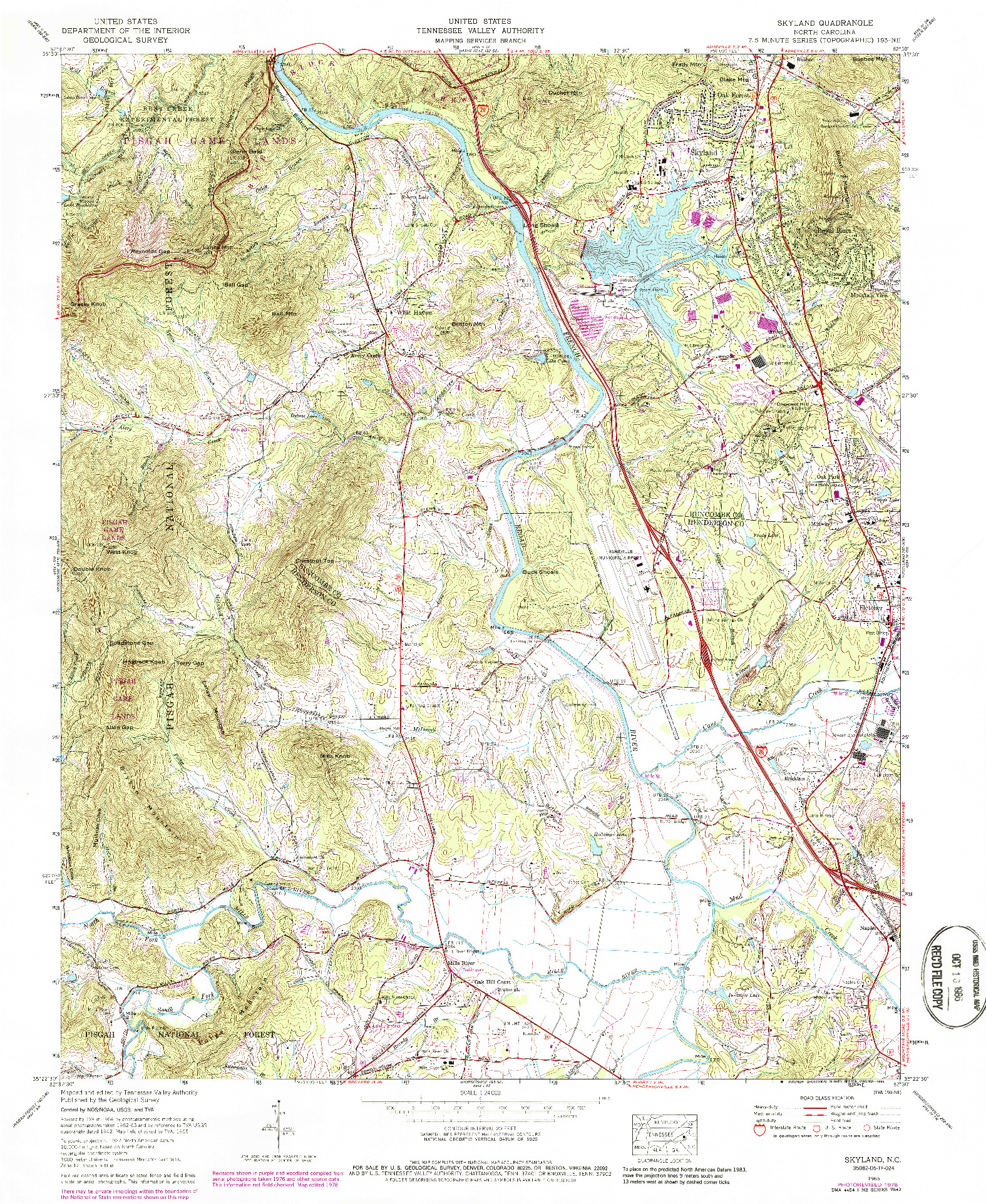 USGS 1:24000-SCALE QUADRANGLE FOR SKYLAND, NC 1965