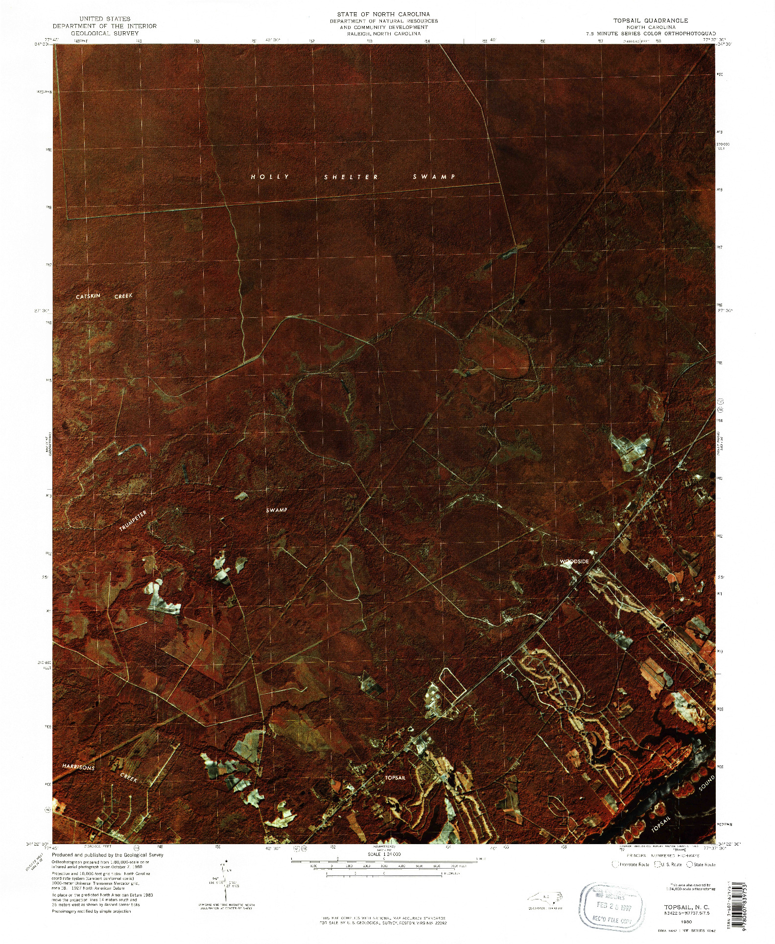 USGS 1:24000-SCALE QUADRANGLE FOR TOPSAIL, NC 1980