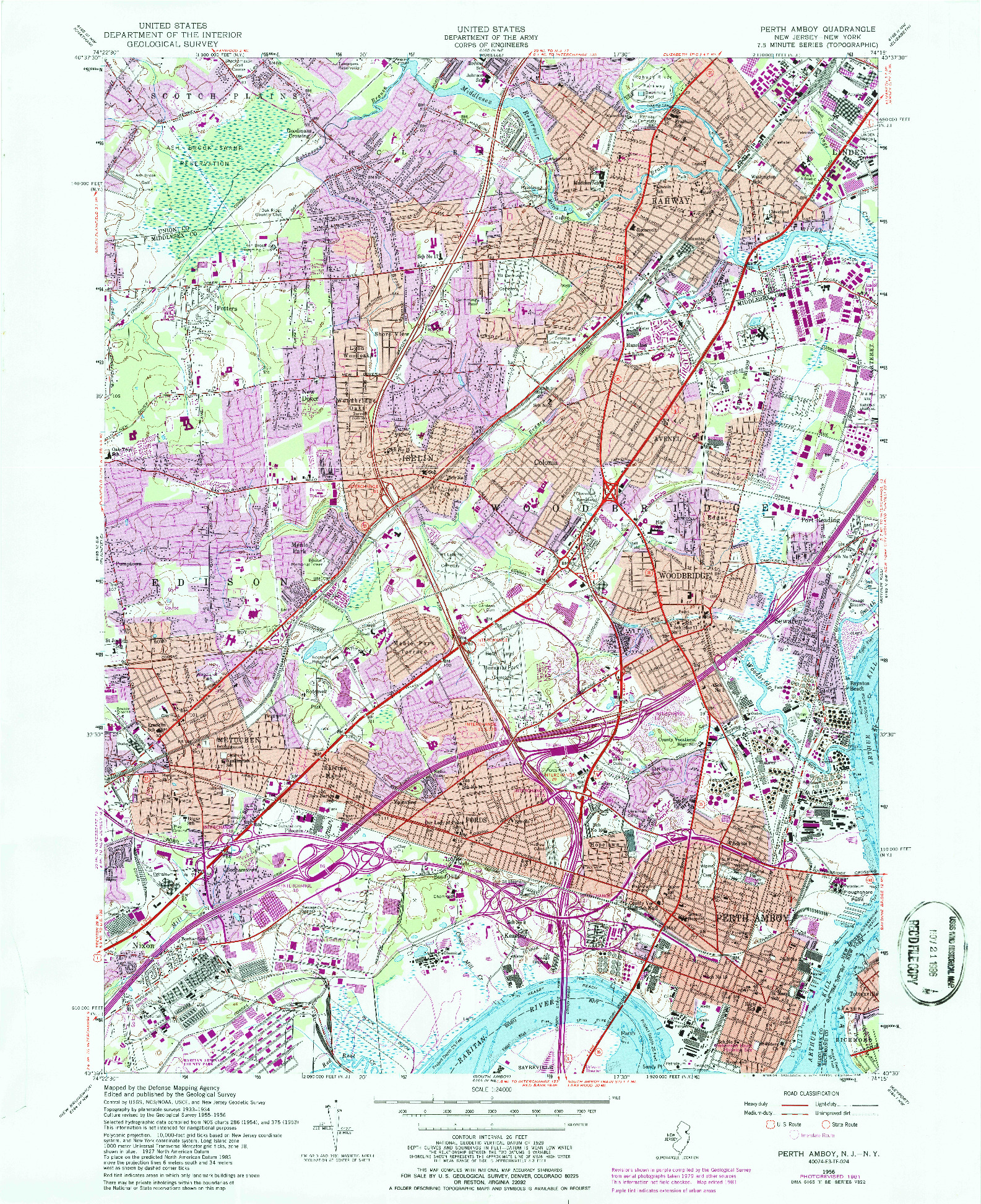 USGS 1:24000-SCALE QUADRANGLE FOR PERTH AMBOY, NJ 1956