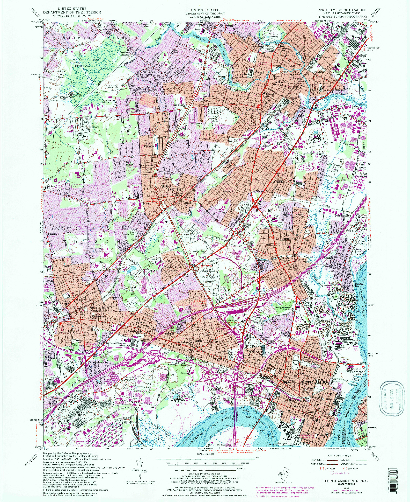 USGS 1:24000-SCALE QUADRANGLE FOR PERTH AMBOY, NJ 1956