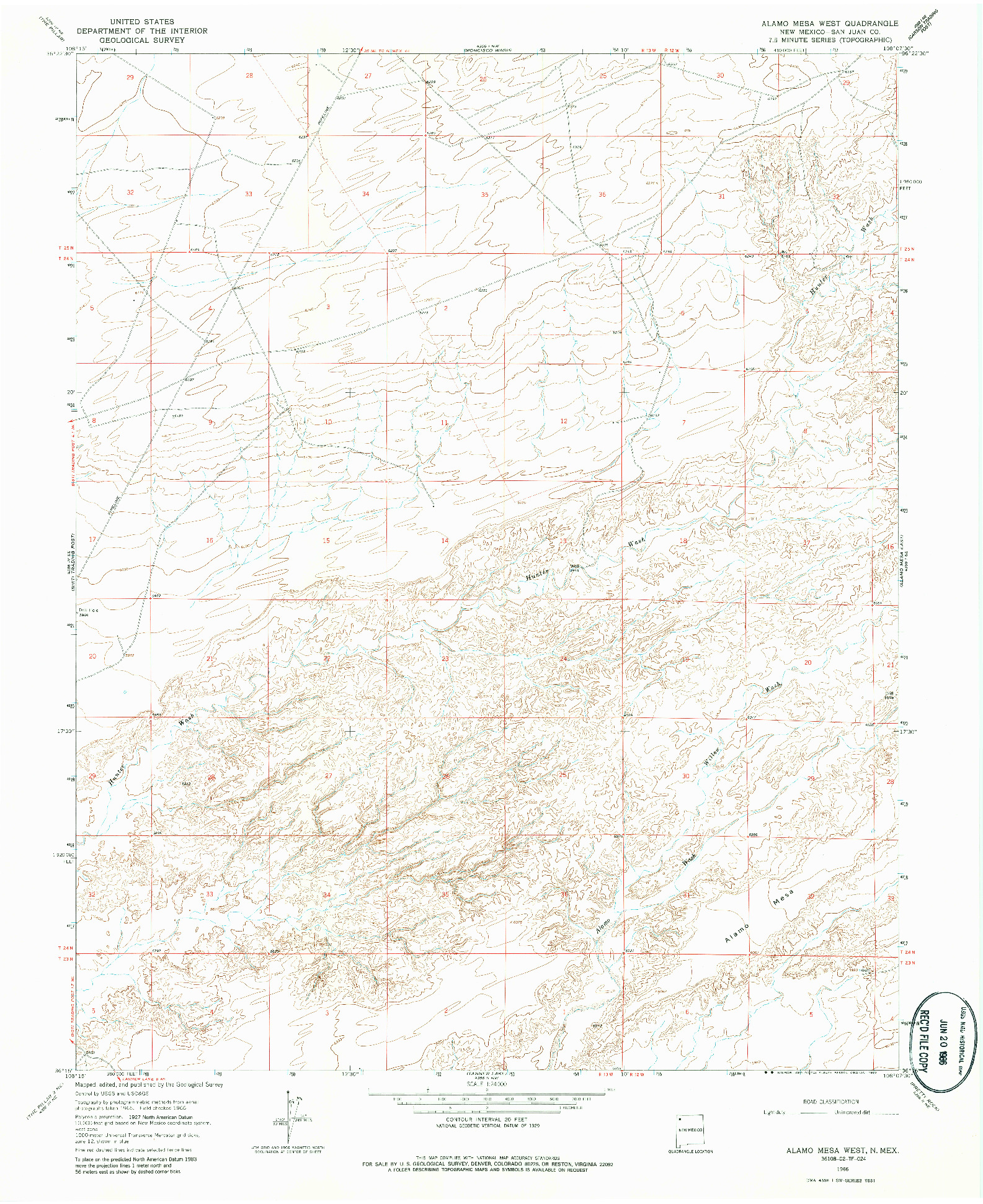 USGS 1:24000-SCALE QUADRANGLE FOR ALAMO MESA WEST, NM 1966