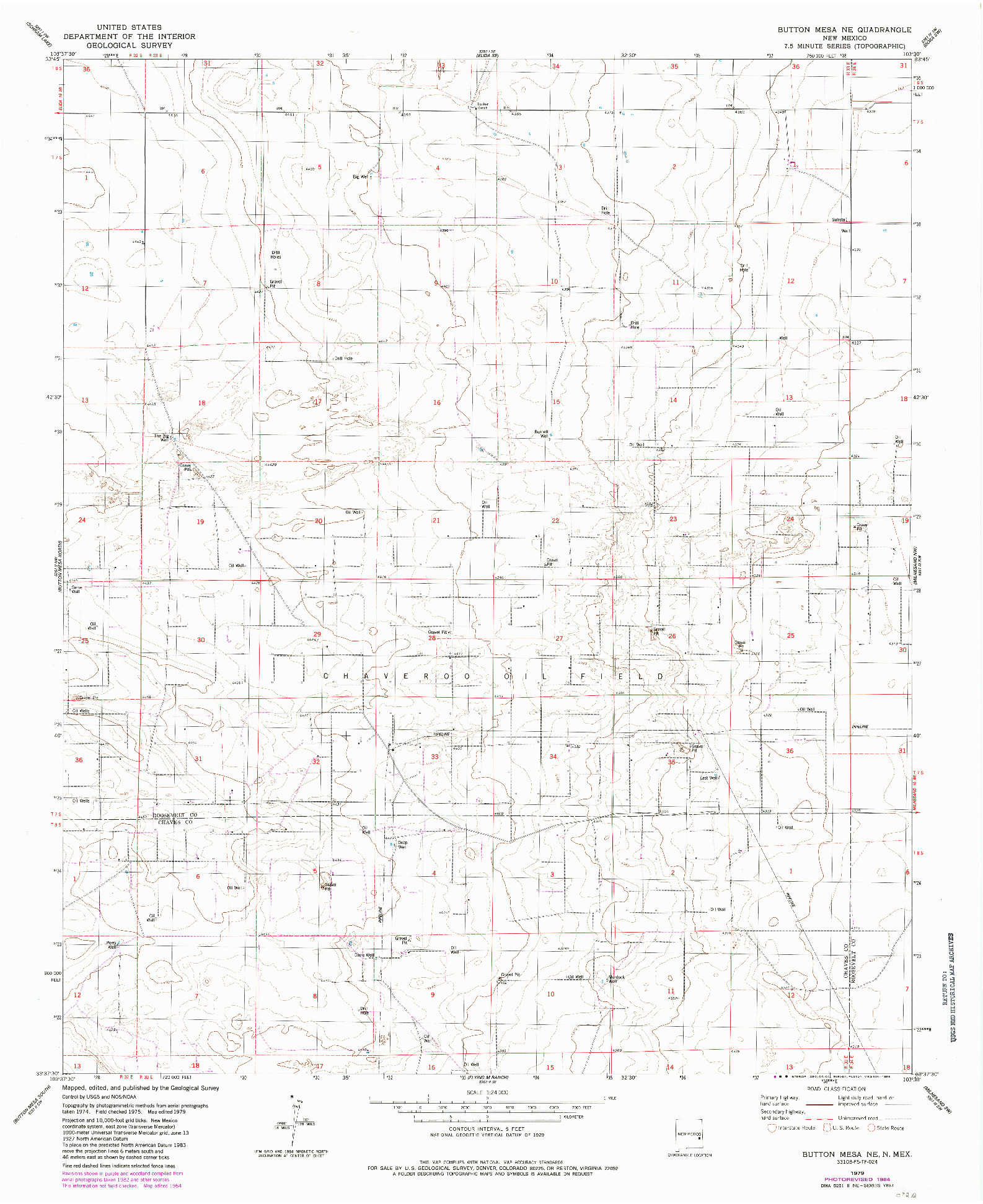 USGS 1:24000-SCALE QUADRANGLE FOR BUTTON MESA NE, NM 1979