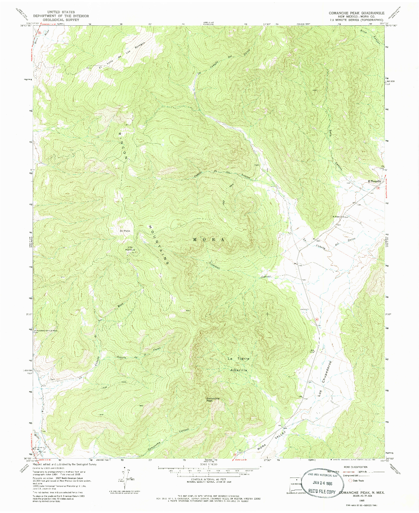 USGS 1:24000-SCALE QUADRANGLE FOR COMANCHE PEAK, NM 1965