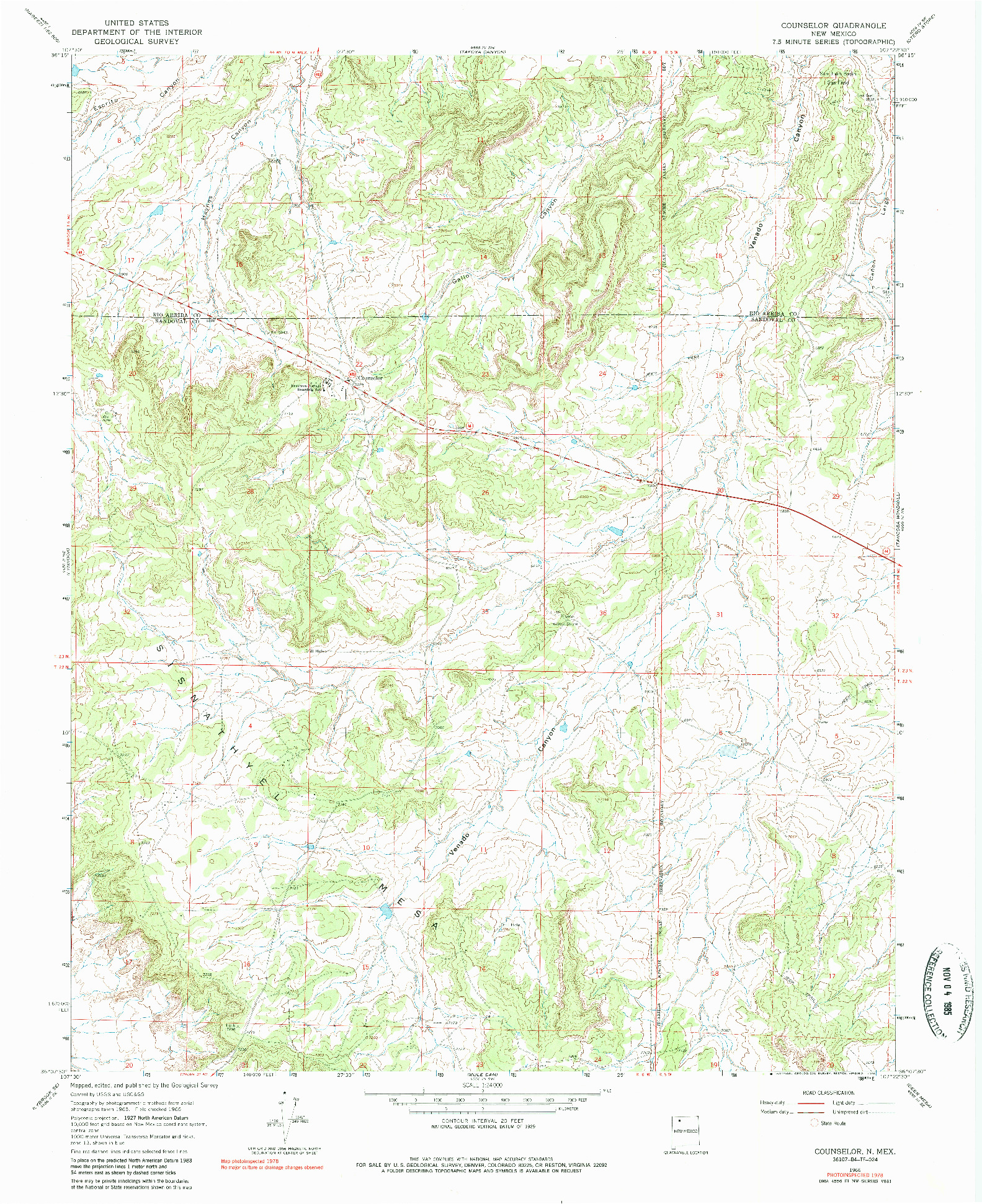 USGS 1:24000-SCALE QUADRANGLE FOR COUNSELOR, NM 1966