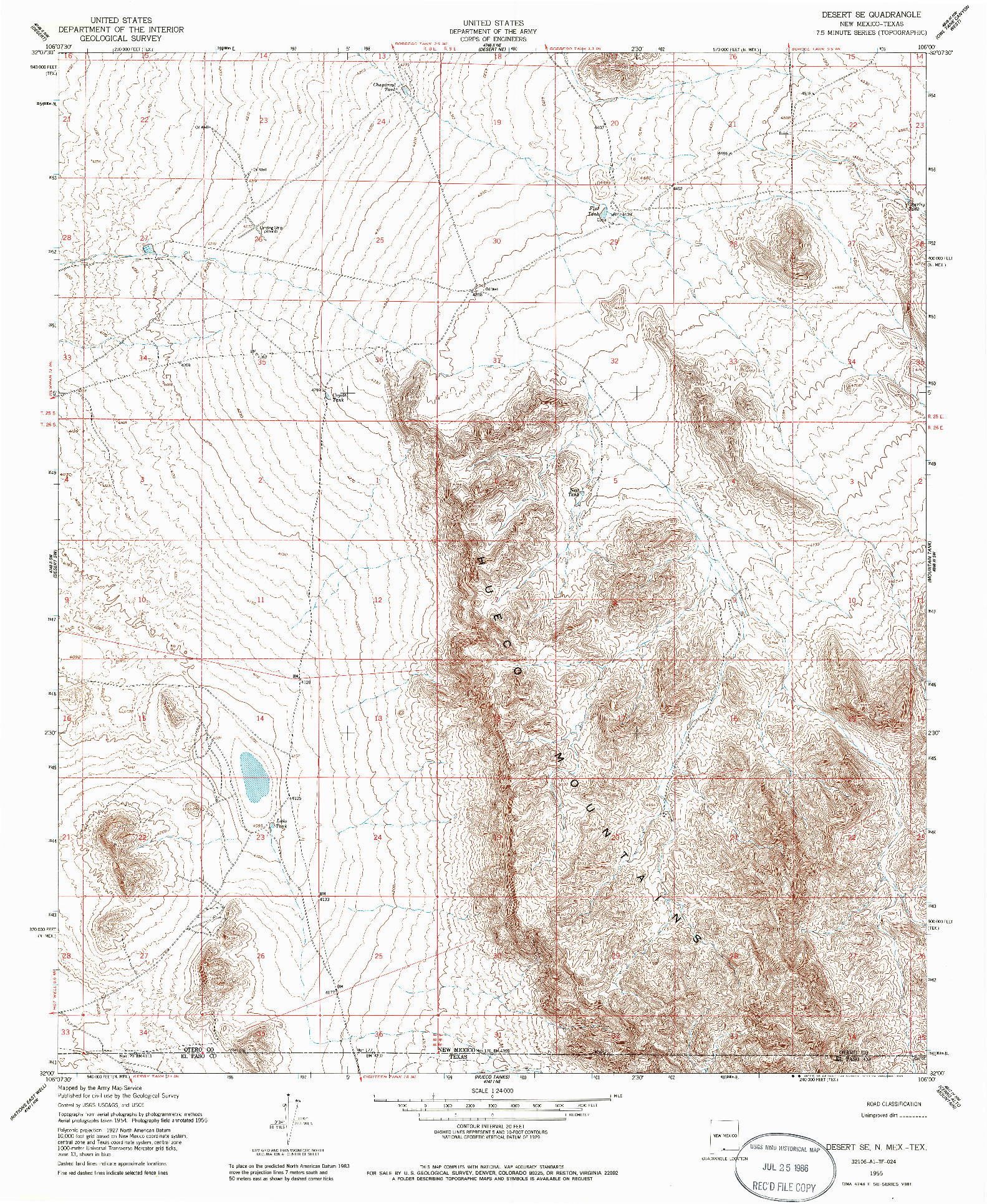 USGS 1:24000-SCALE QUADRANGLE FOR DESERT NE, NM 1955