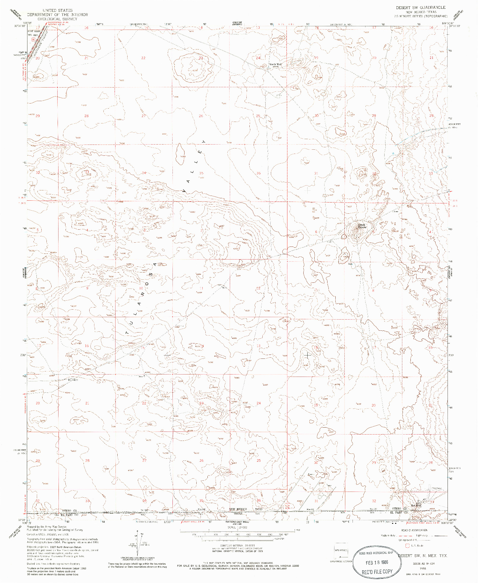 USGS 1:24000-SCALE QUADRANGLE FOR DESERT SW, NM 1955