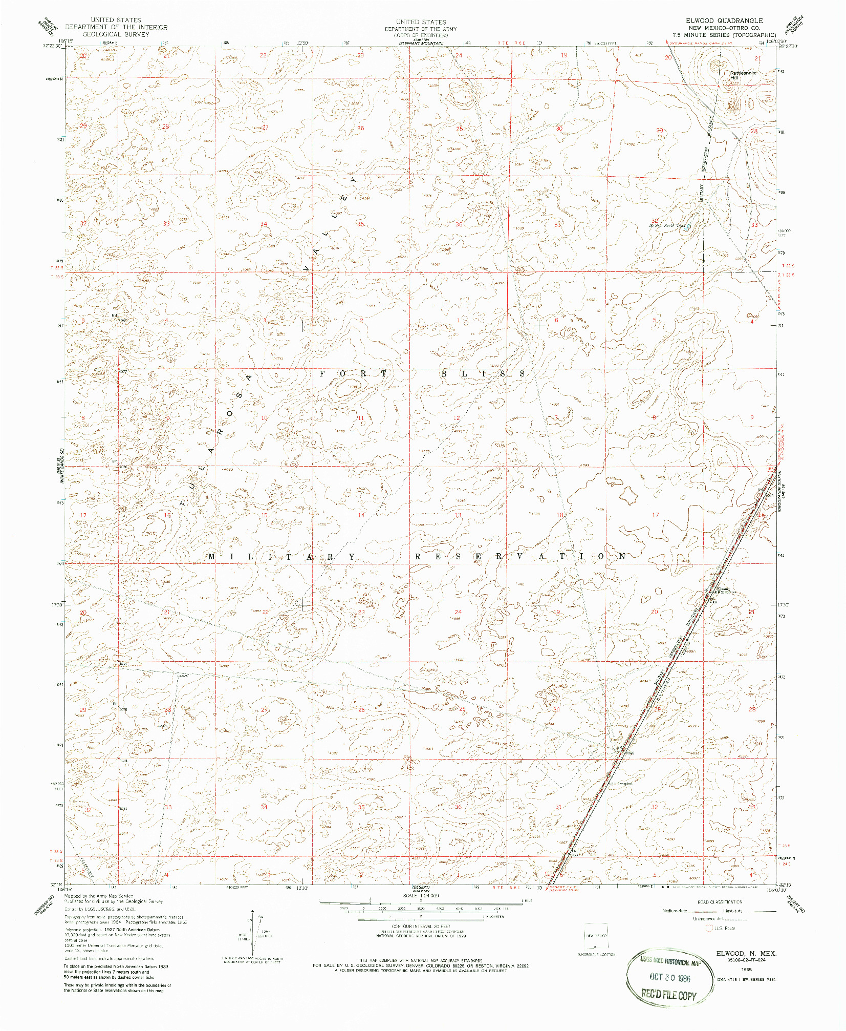 USGS 1:24000-SCALE QUADRANGLE FOR ELWOOD, NM 1955