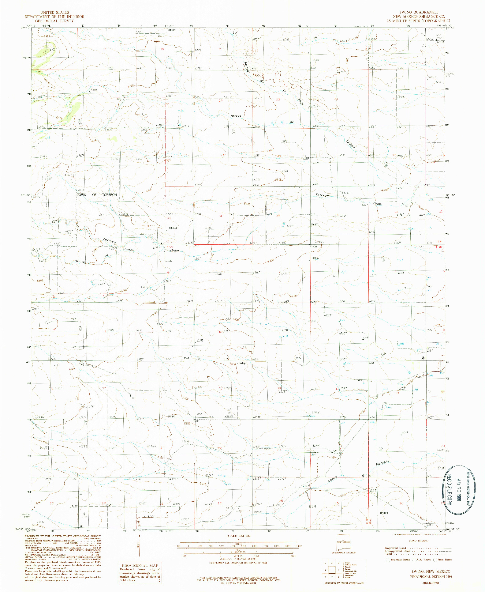 USGS 1:24000-SCALE QUADRANGLE FOR EWING, NM 1986