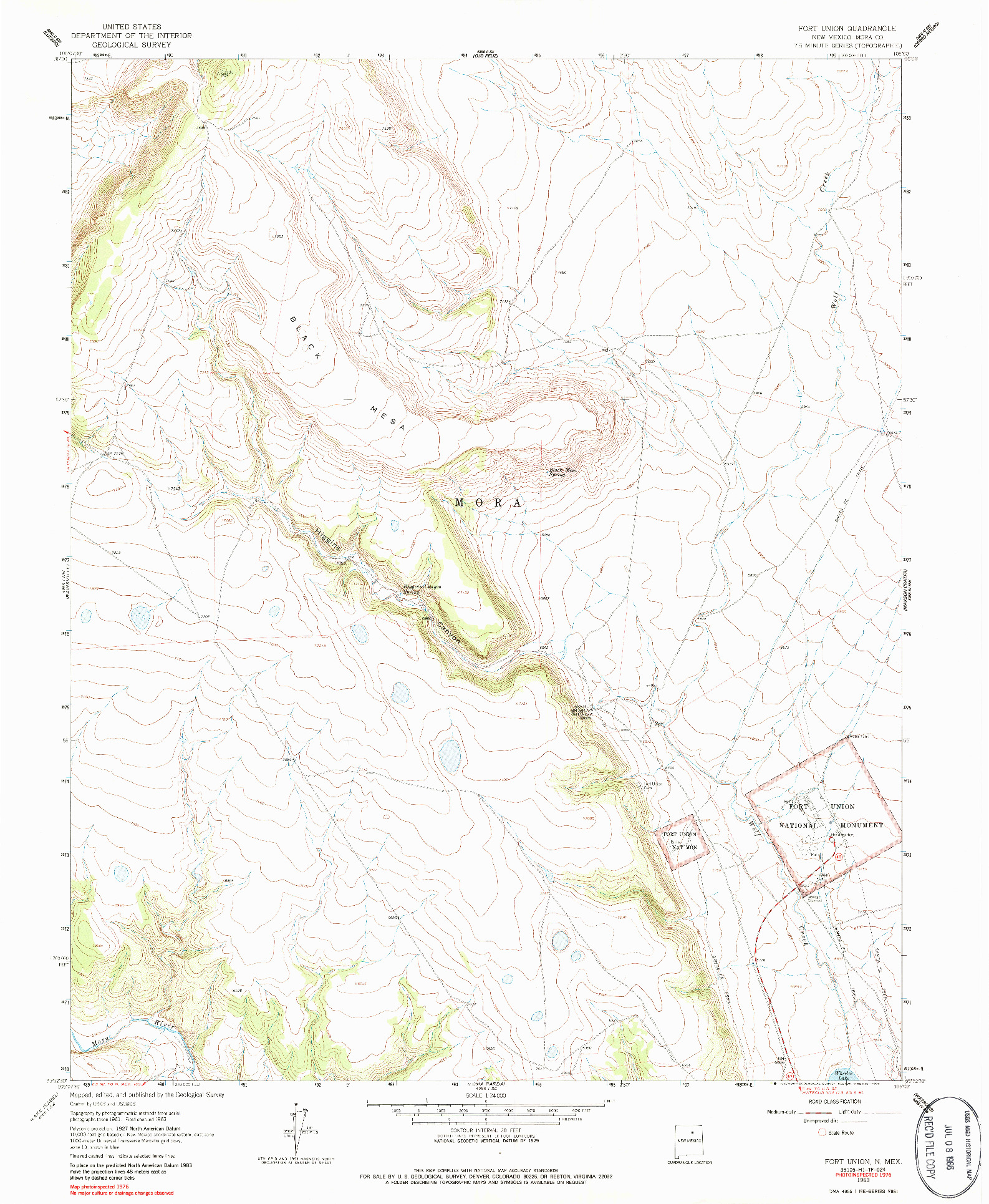 USGS 1:24000-SCALE QUADRANGLE FOR FORT UNION, NM 1963