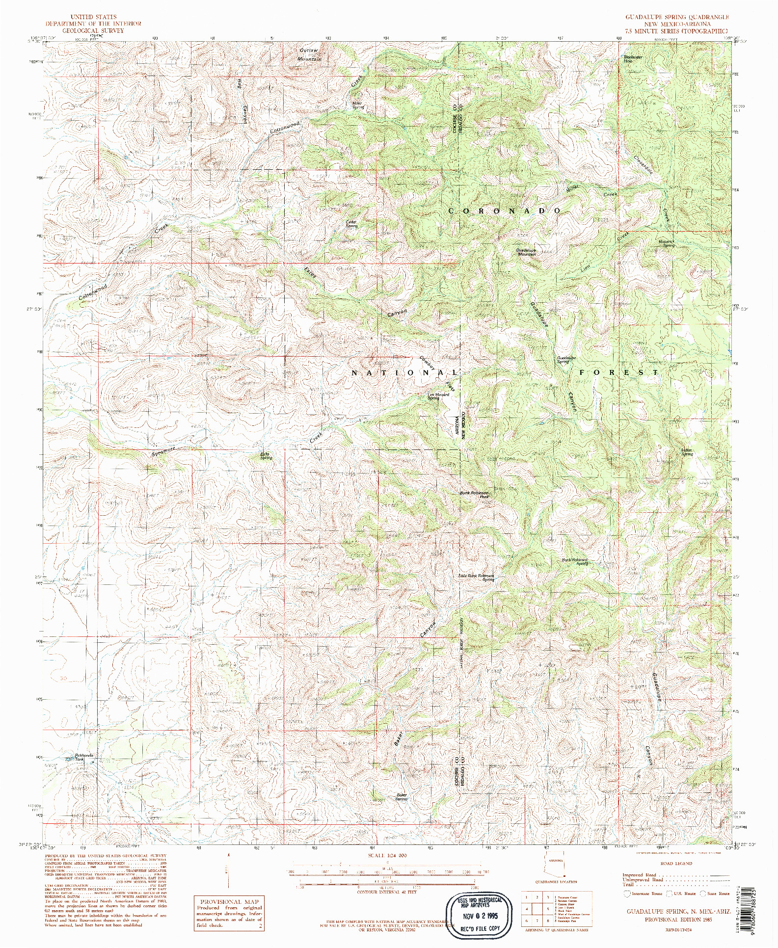 USGS 1:24000-SCALE QUADRANGLE FOR GUADALUPE SPRING, NM 1985
