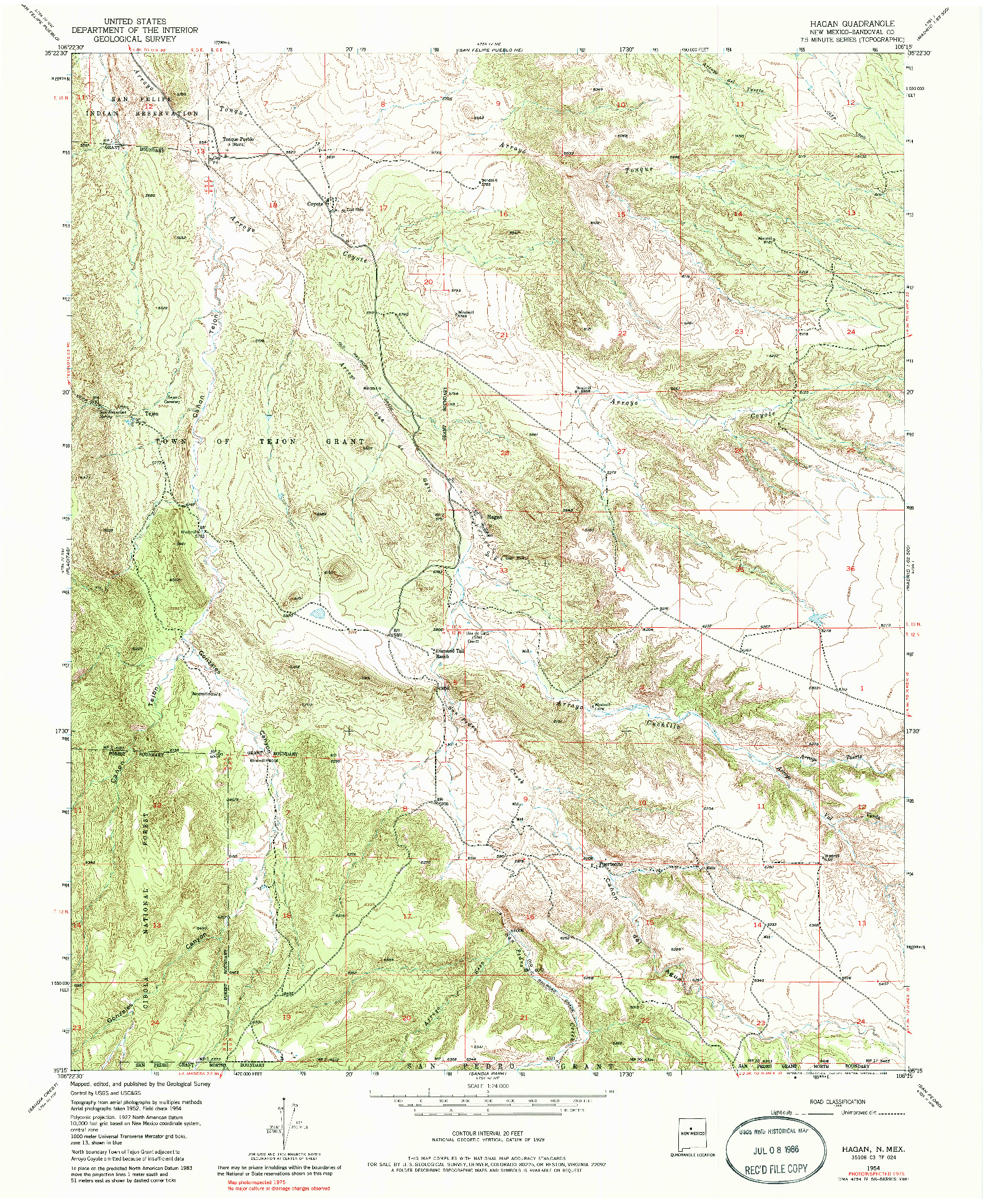 USGS 1:24000-SCALE QUADRANGLE FOR HAGAN, NM 1975