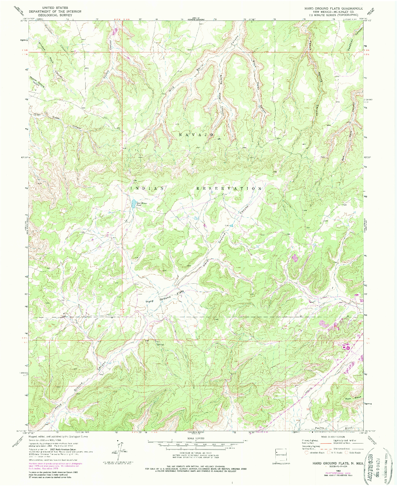 USGS 1:24000-SCALE QUADRANGLE FOR HARD GROUND FLATS, NM 1963