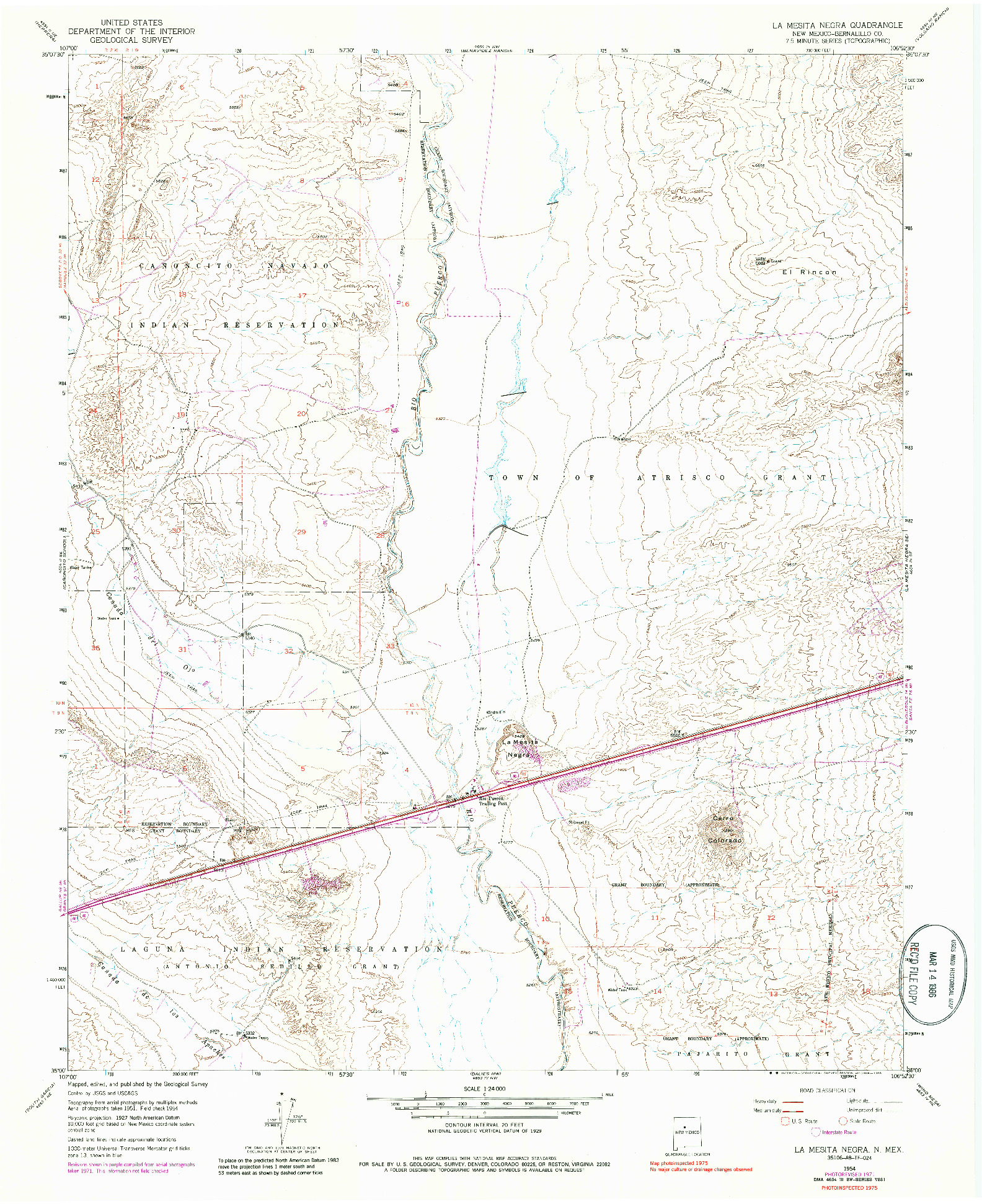 USGS 1:24000-SCALE QUADRANGLE FOR LA MESITA NEGRA, NM 1954