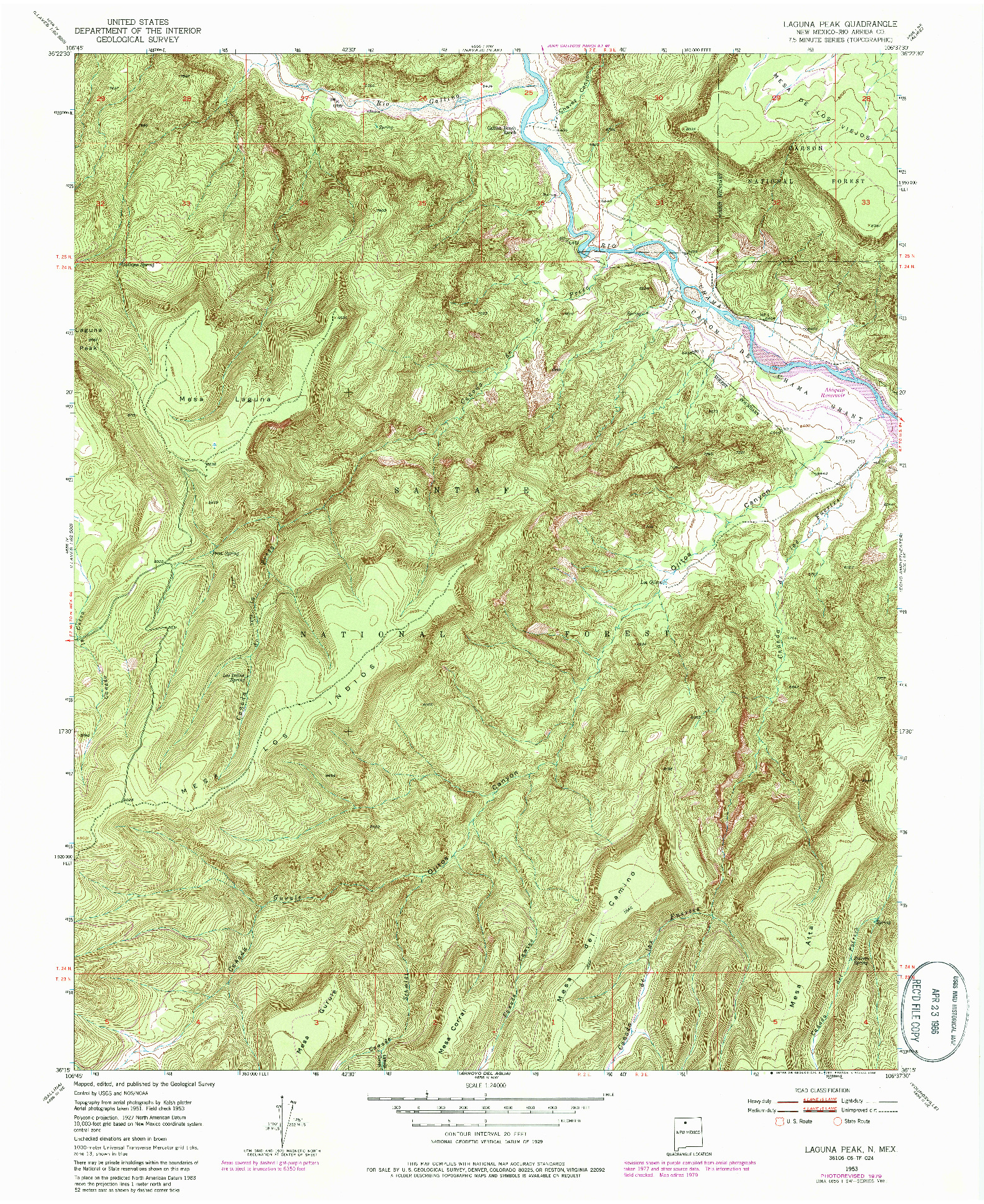 USGS 1:24000-SCALE QUADRANGLE FOR LAGUNA PEAK, NM 1953