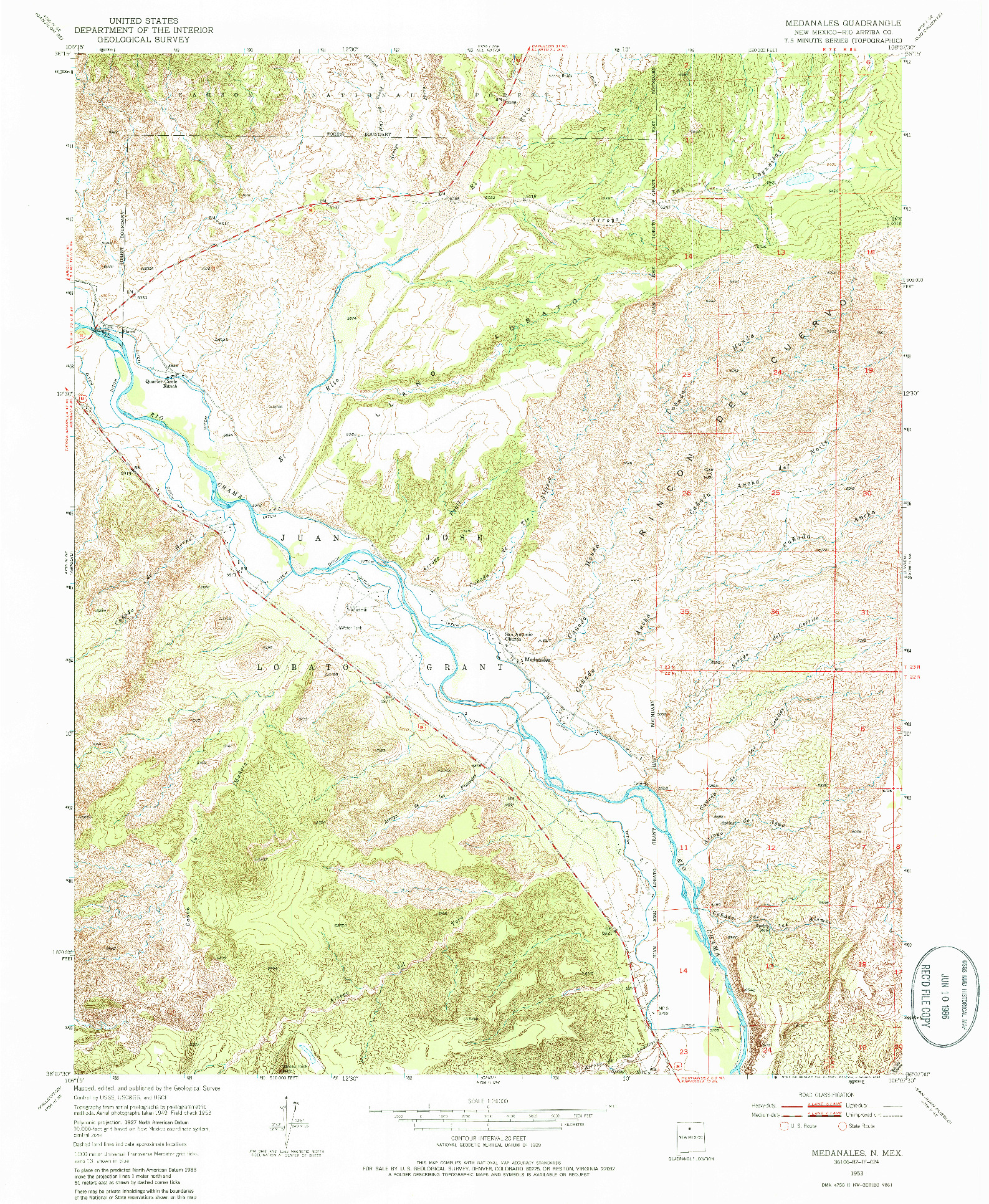 USGS 1:24000-SCALE QUADRANGLE FOR MEDANALES, NM 1953