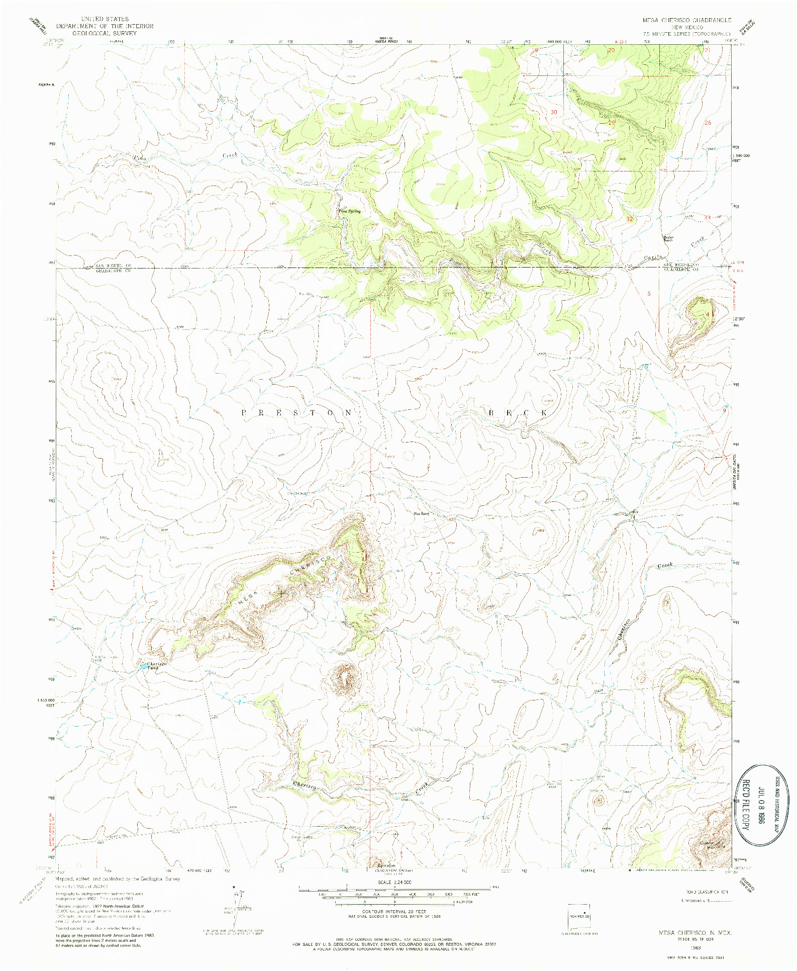 USGS 1:24000-SCALE QUADRANGLE FOR MESA CHERISCO, NM 1963