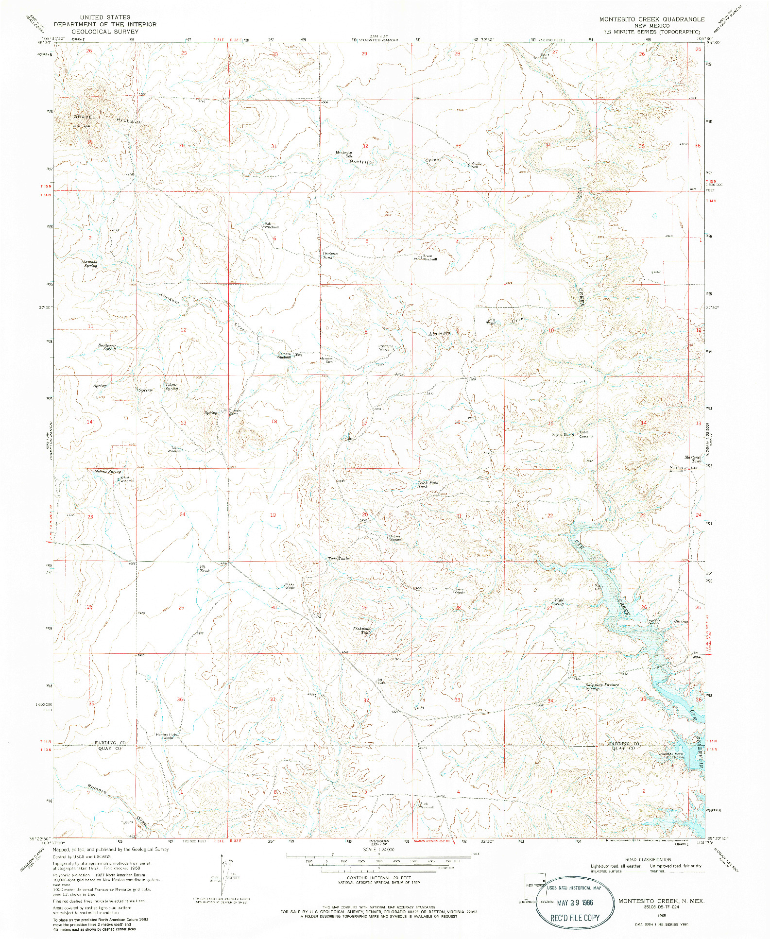 USGS 1:24000-SCALE QUADRANGLE FOR MONTESITO CREEK, NM 1968