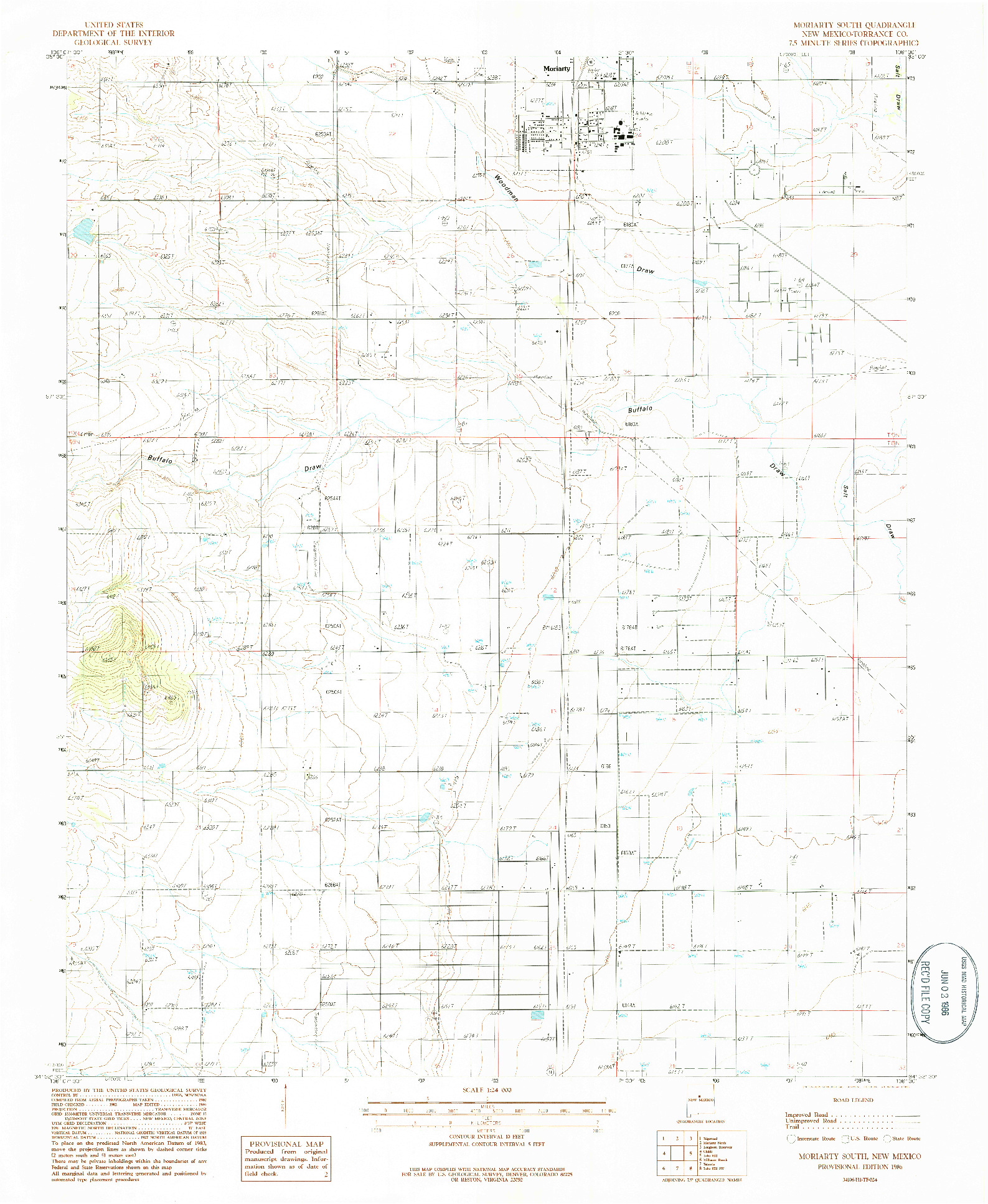 USGS 1:24000-SCALE QUADRANGLE FOR MORIARTY SOUTH, NM 1986