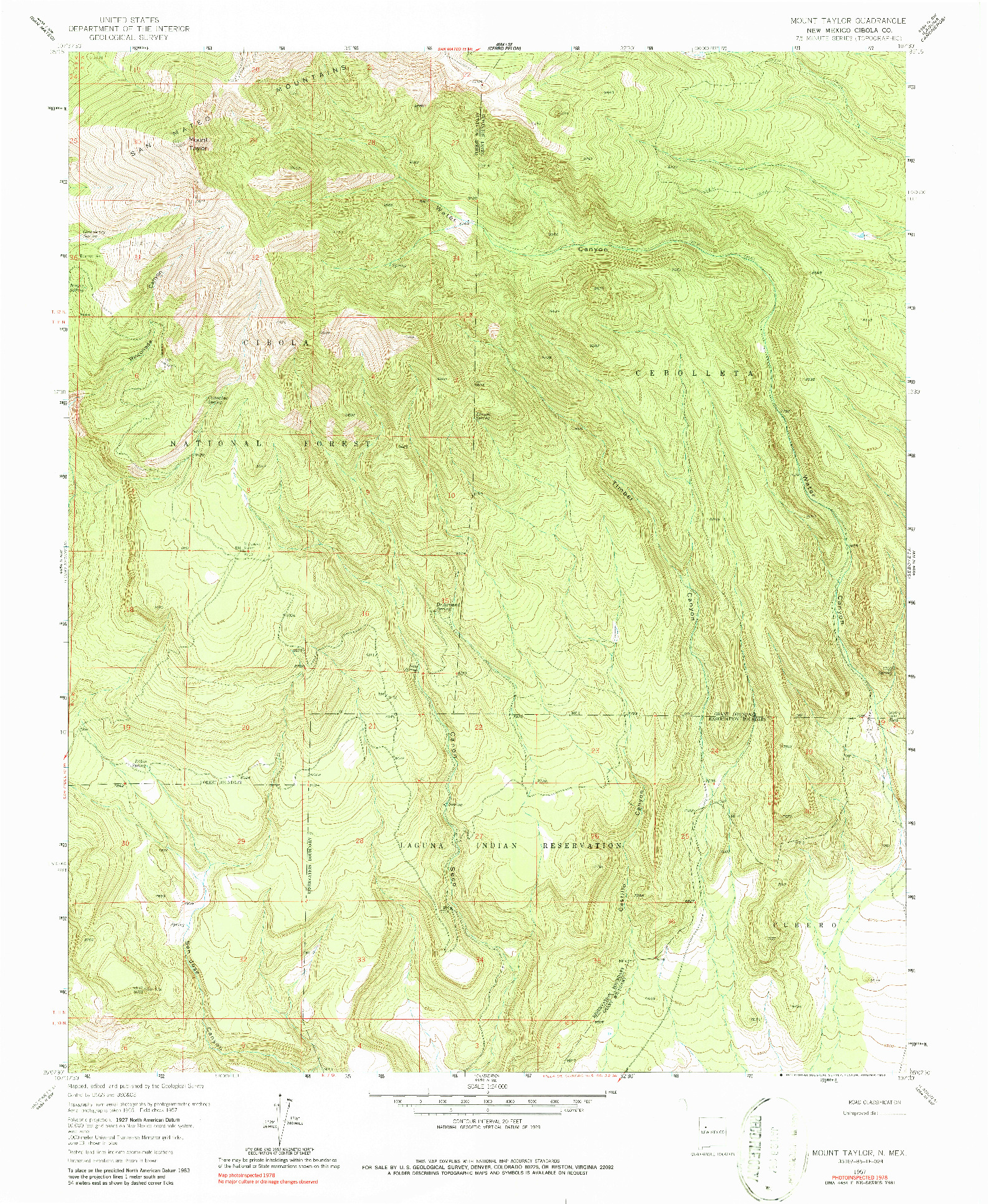USGS 1:24000-SCALE QUADRANGLE FOR MOUNT TAYLOR, NM 1957