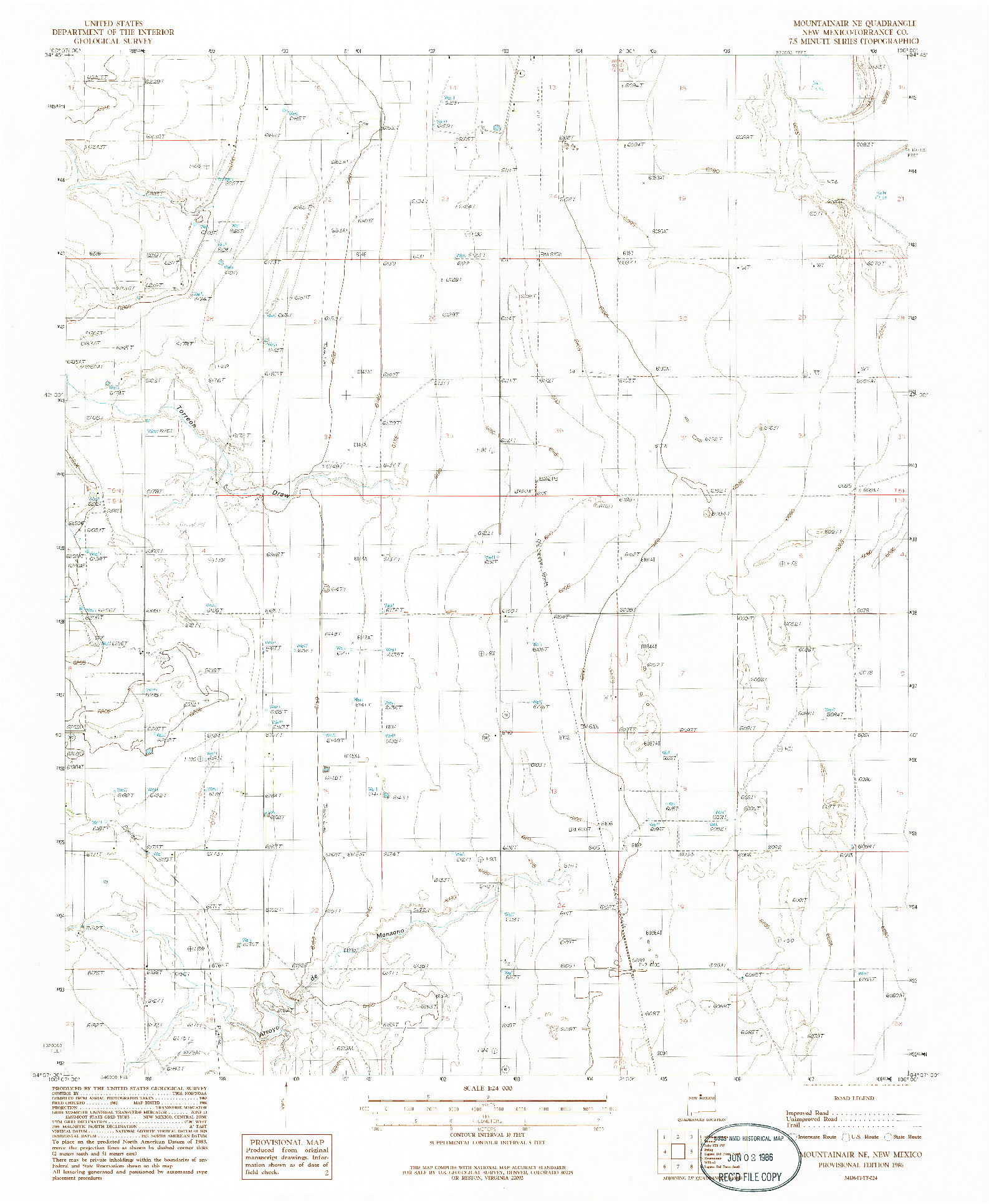 USGS 1:24000-SCALE QUADRANGLE FOR MOUNTAINAIR NE, NM 1986