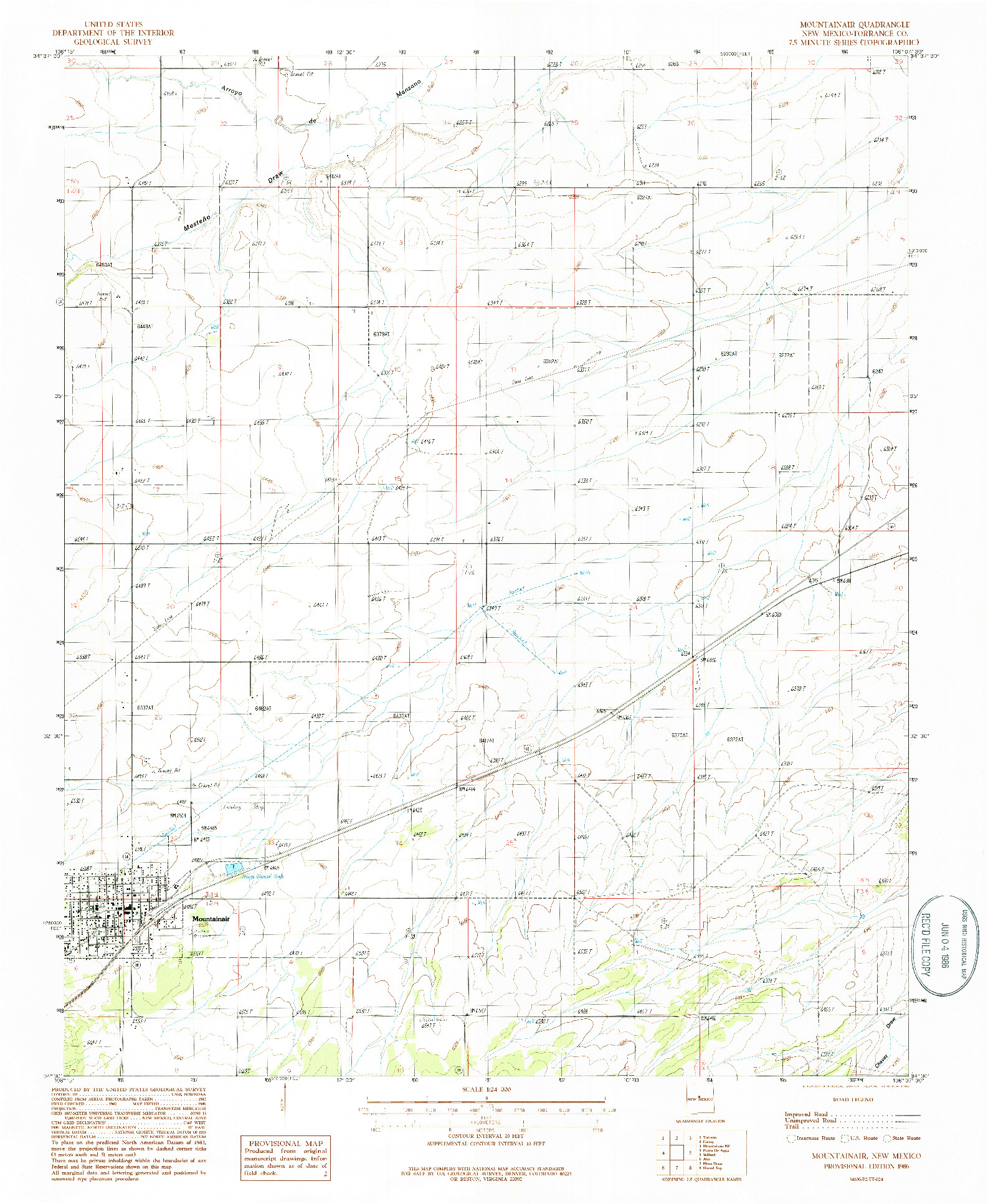 USGS 1:24000-SCALE QUADRANGLE FOR MOUNTAINAIR, NM 1986