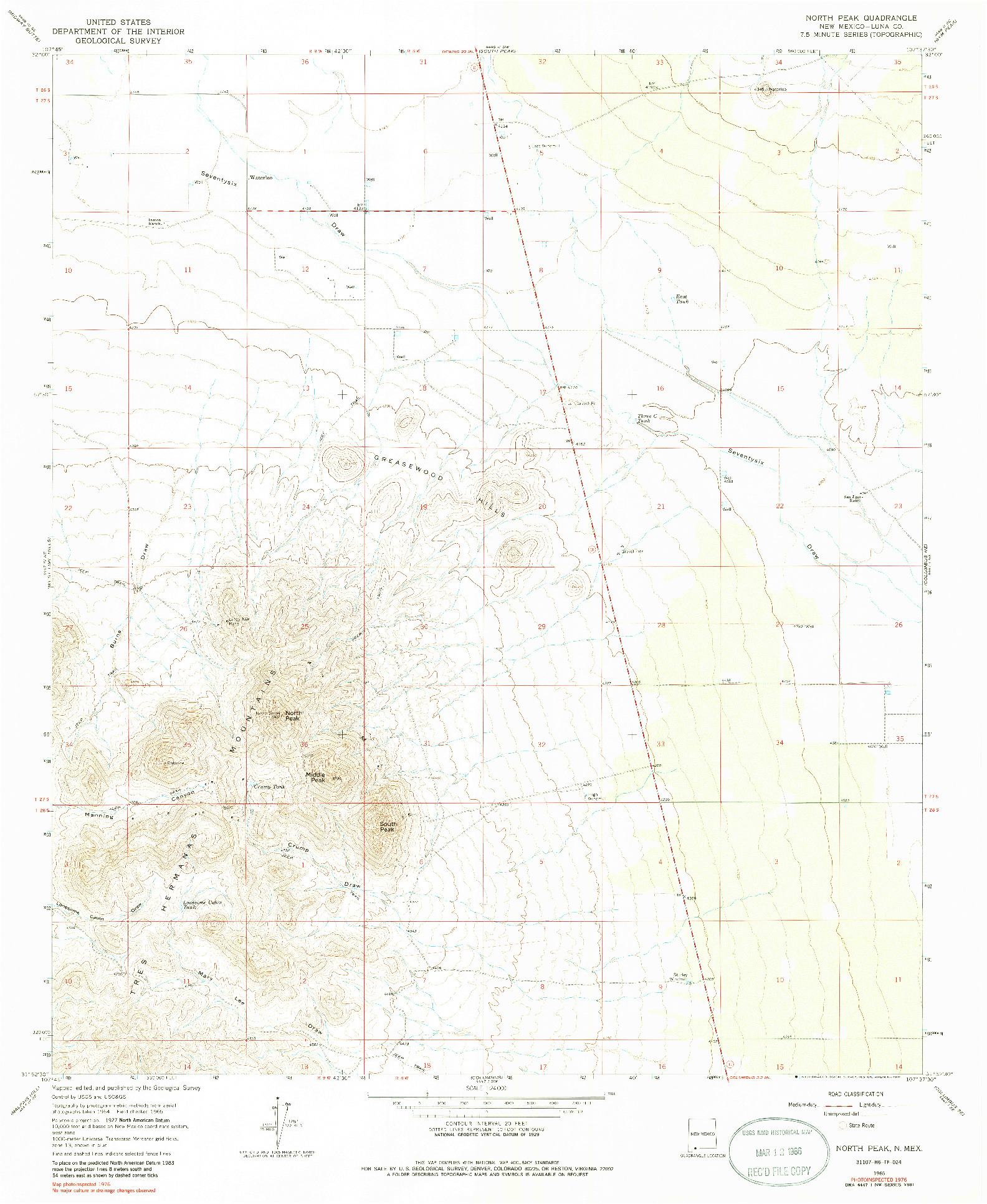 USGS 1:24000-SCALE QUADRANGLE FOR NORTH PEAK, NM 1965