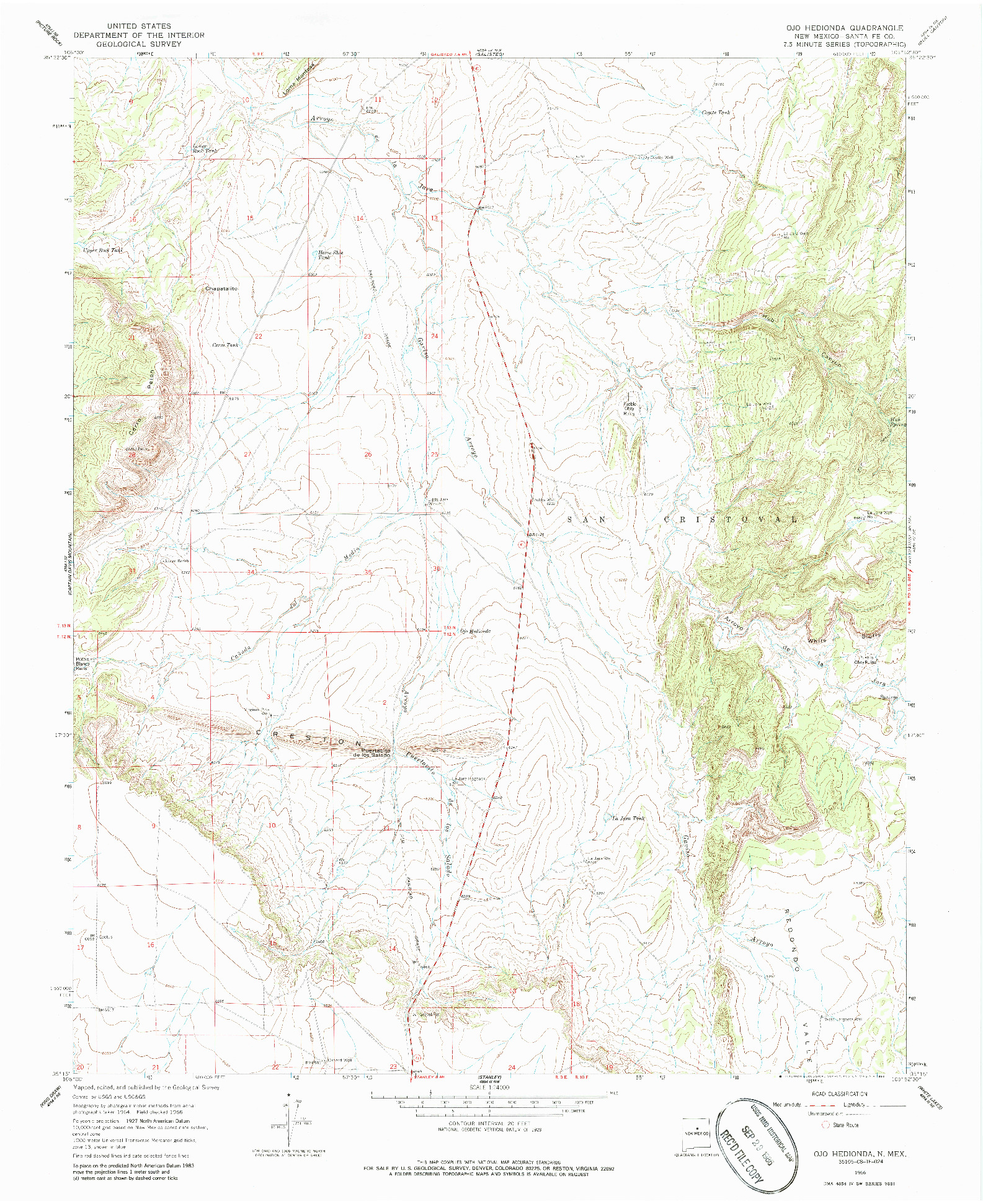 USGS 1:24000-SCALE QUADRANGLE FOR OJO HEDIONDA, NM 1966
