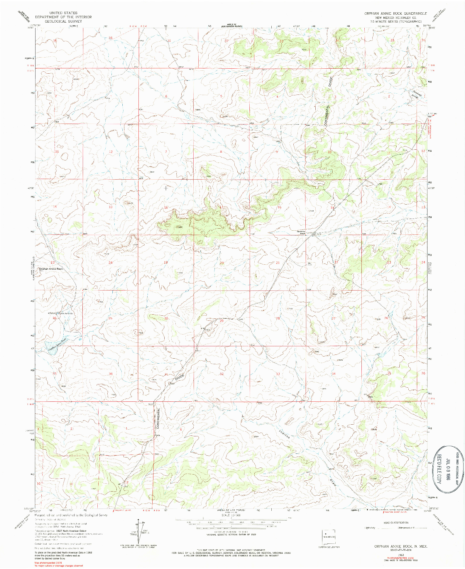 USGS 1:24000-SCALE QUADRANGLE FOR ORPHAN ANNIE ROCK, NM 1963