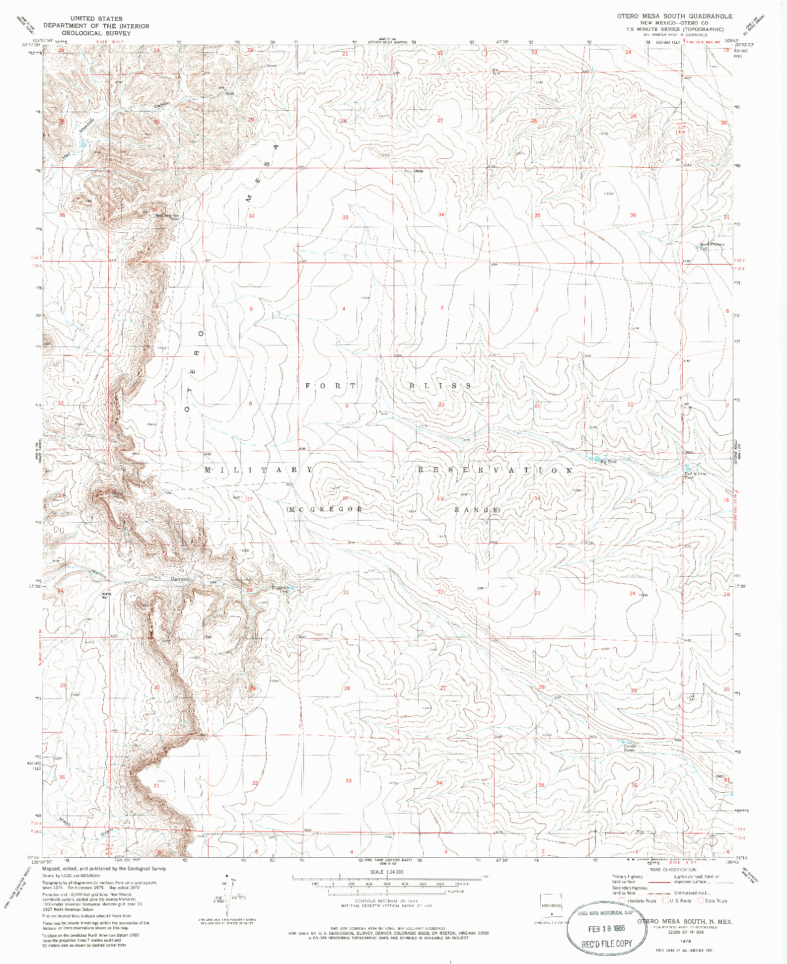 USGS 1:24000-SCALE QUADRANGLE FOR OTERO MESA SOUTH, NM 1979