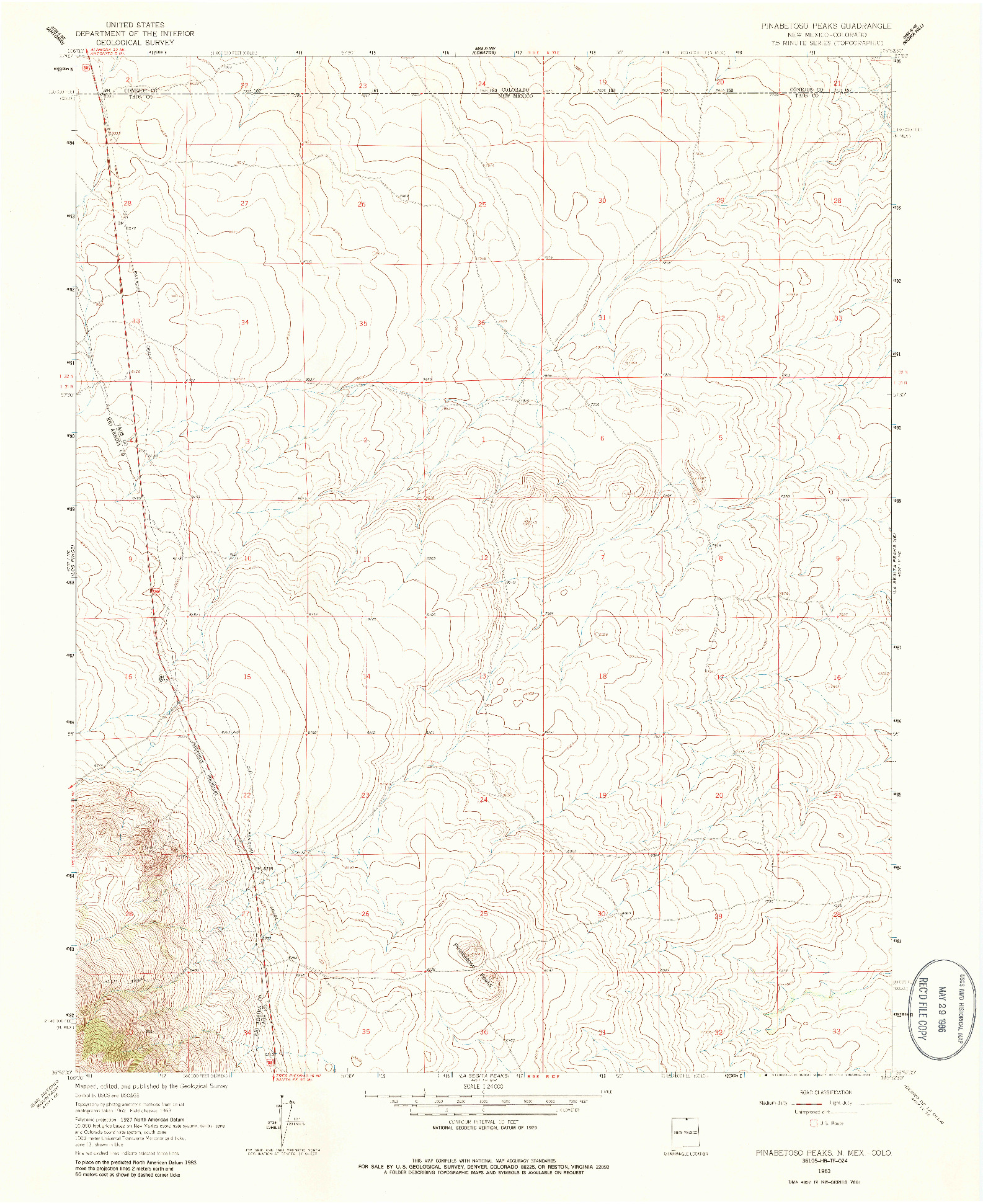 USGS 1:24000-SCALE QUADRANGLE FOR PINABETOSO PEAKS, NM 1963