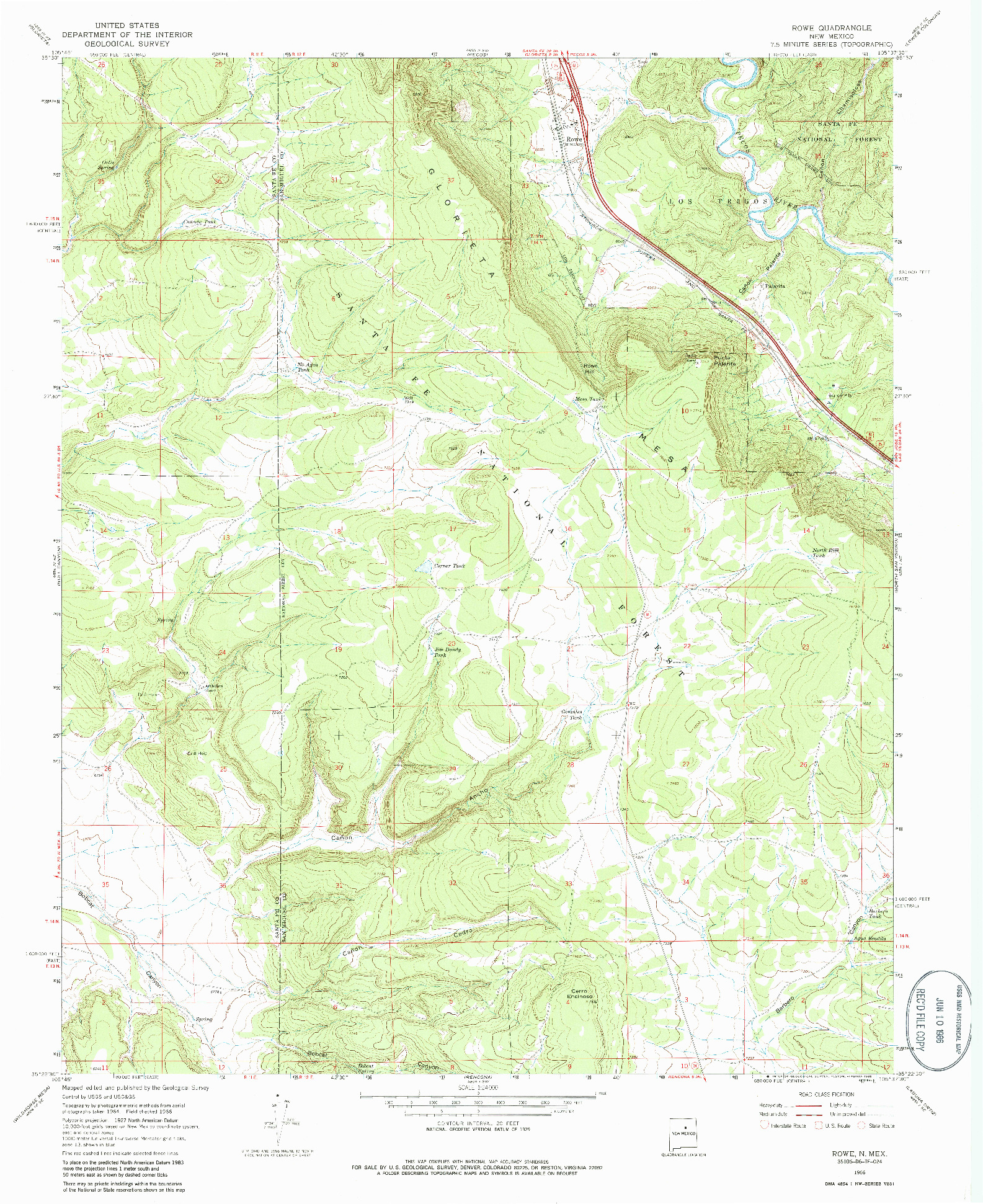 USGS 1:24000-SCALE QUADRANGLE FOR ROWE, NM 1966