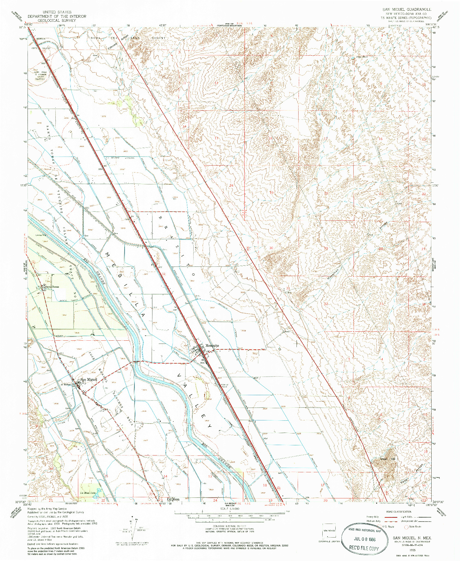 USGS 1:24000-SCALE QUADRANGLE FOR SAN MIGUEL, NM 1955