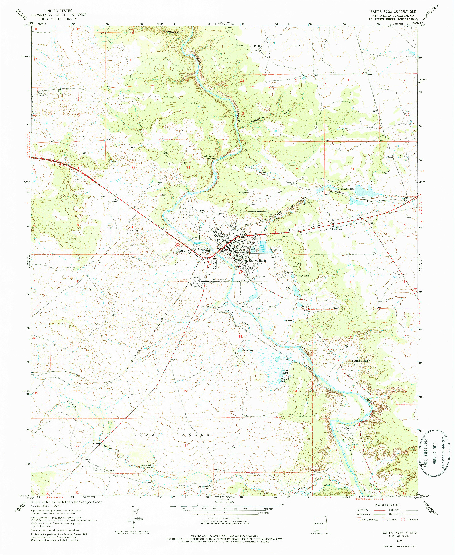 USGS 1:24000-SCALE QUADRANGLE FOR SANTA ROSA, NM 1963