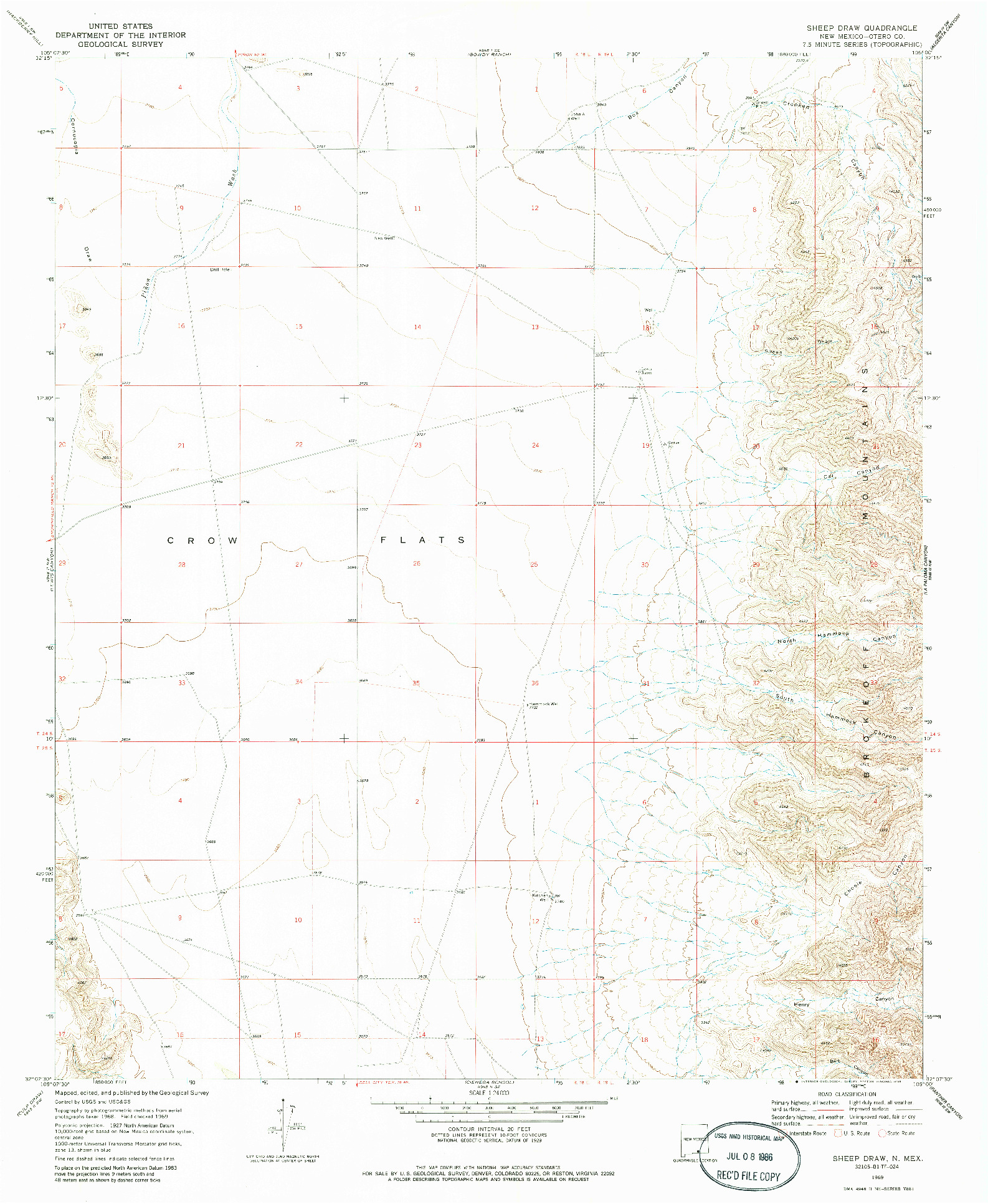 USGS 1:24000-SCALE QUADRANGLE FOR SHEEP DRAW, NM 1969
