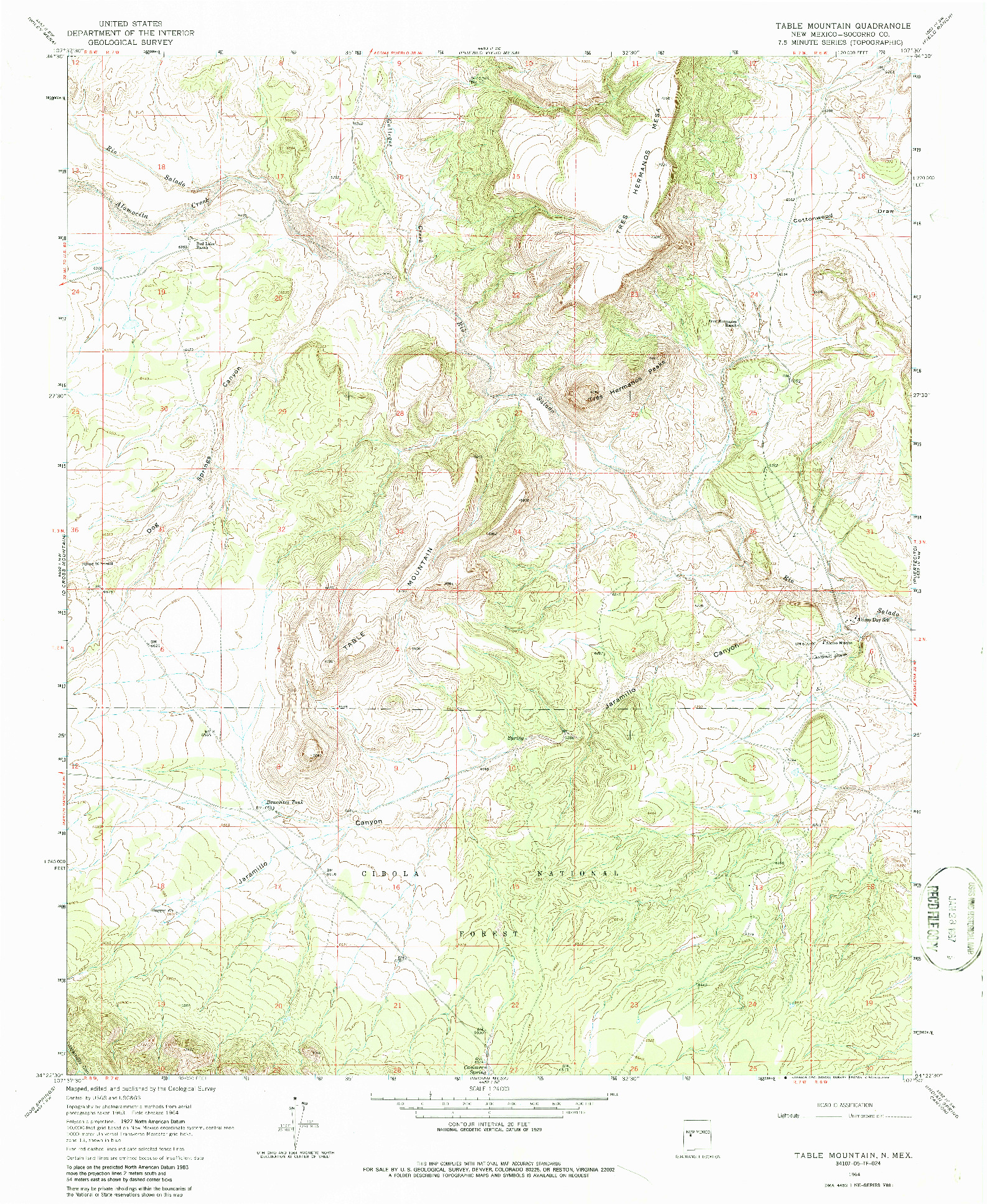 USGS 1:24000-SCALE QUADRANGLE FOR TABLE MOUNTAIN, NM 1964